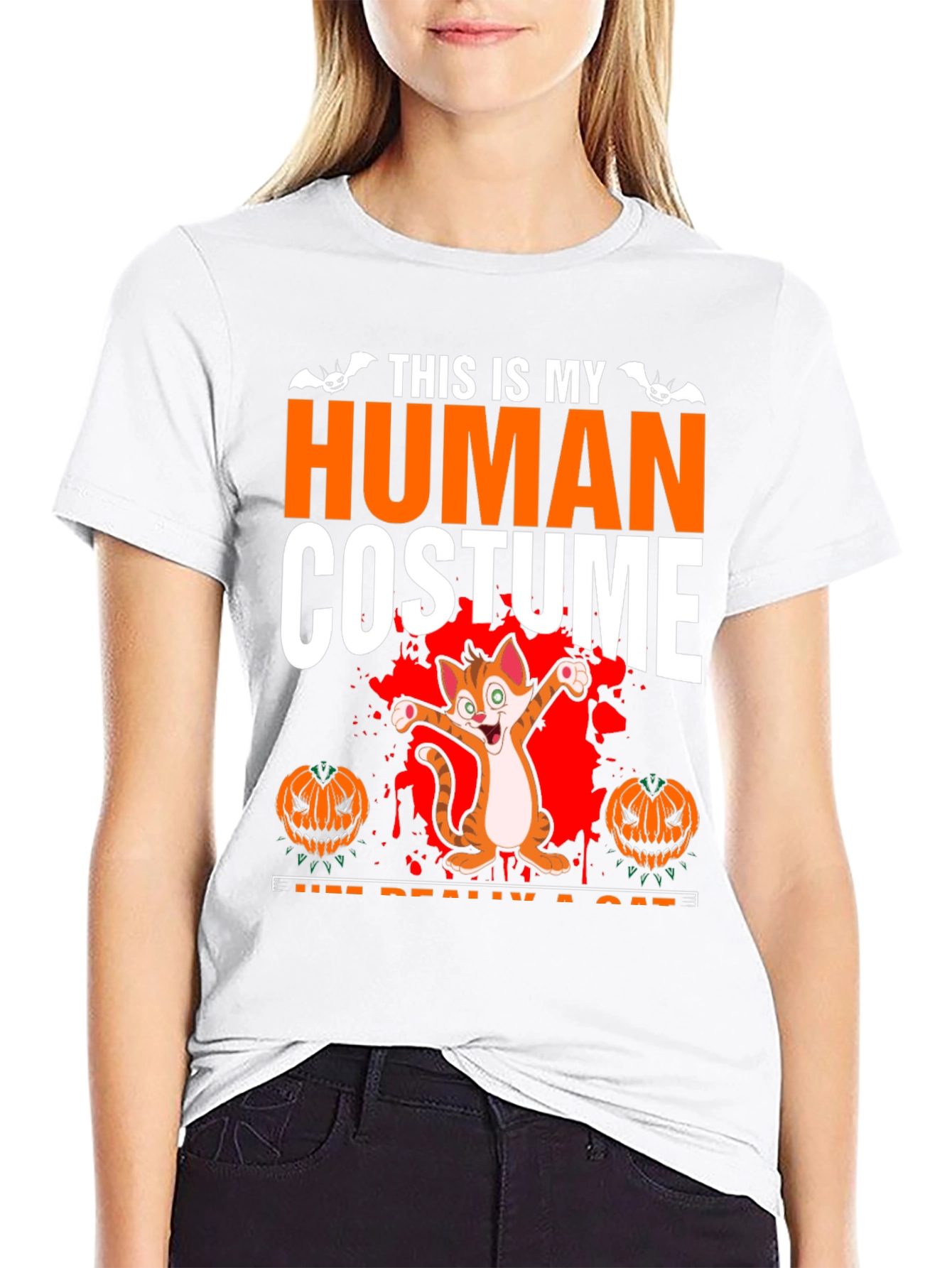 Human Costume Cat Halloween T-Shirt