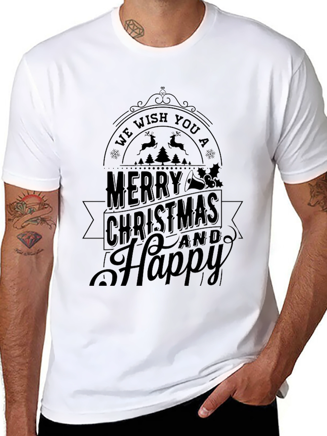 We Wish You A Merry Christmas Black T-Shirt