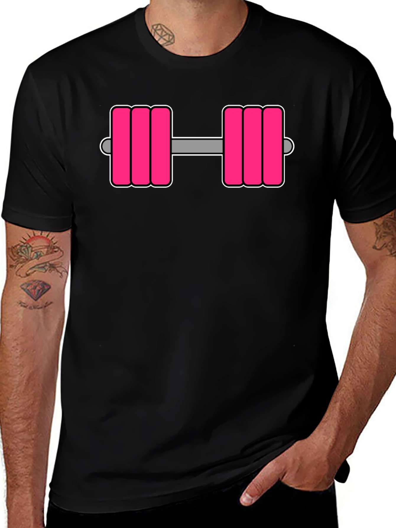Pink Dumbbell Graphic Tee - Workout Ready!