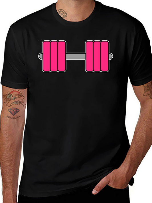 Pink Dumbbell Graphic Tee - Workout Ready!