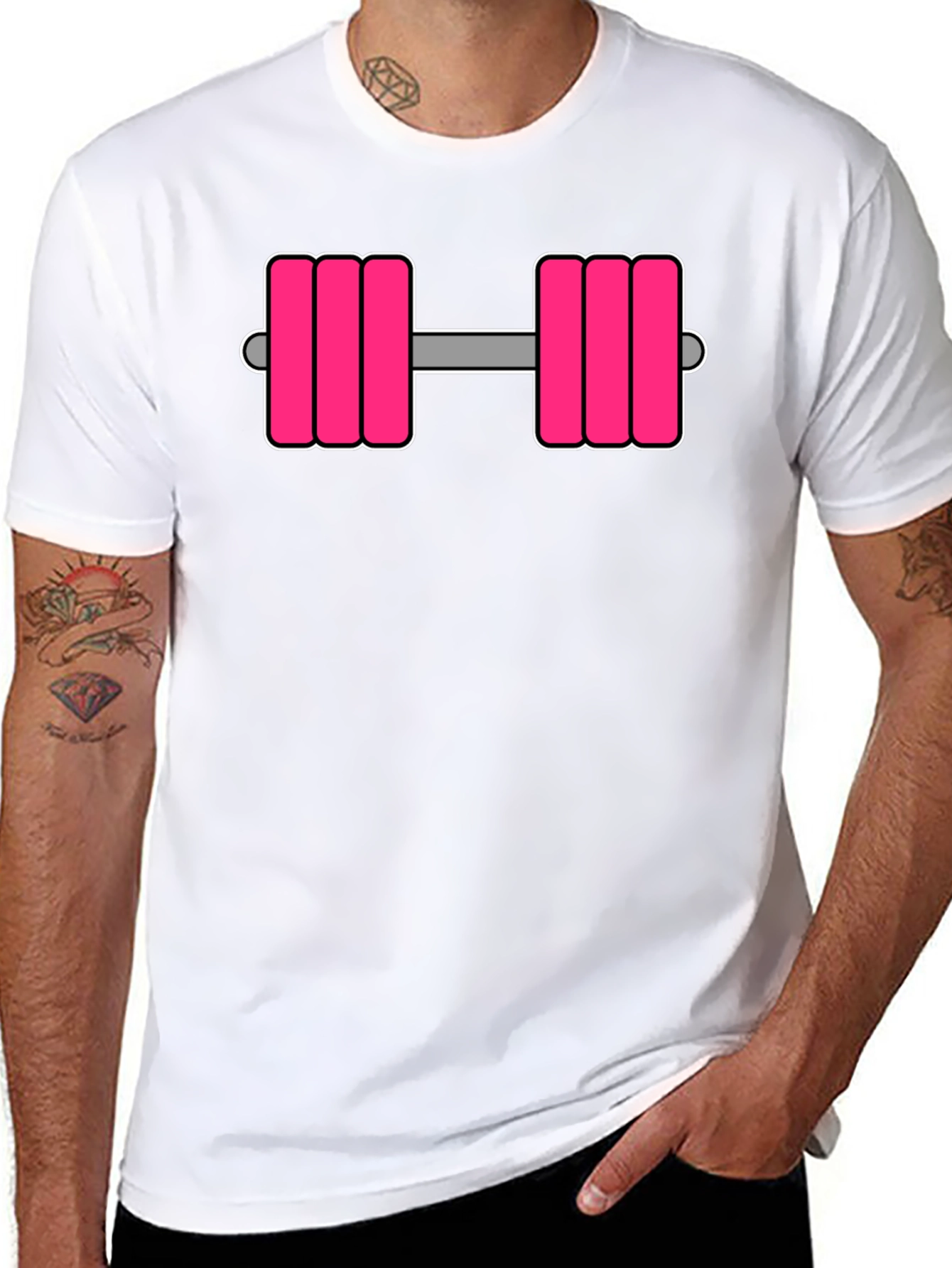 Pink Dumbbell Graphic Tee - Workout Ready!