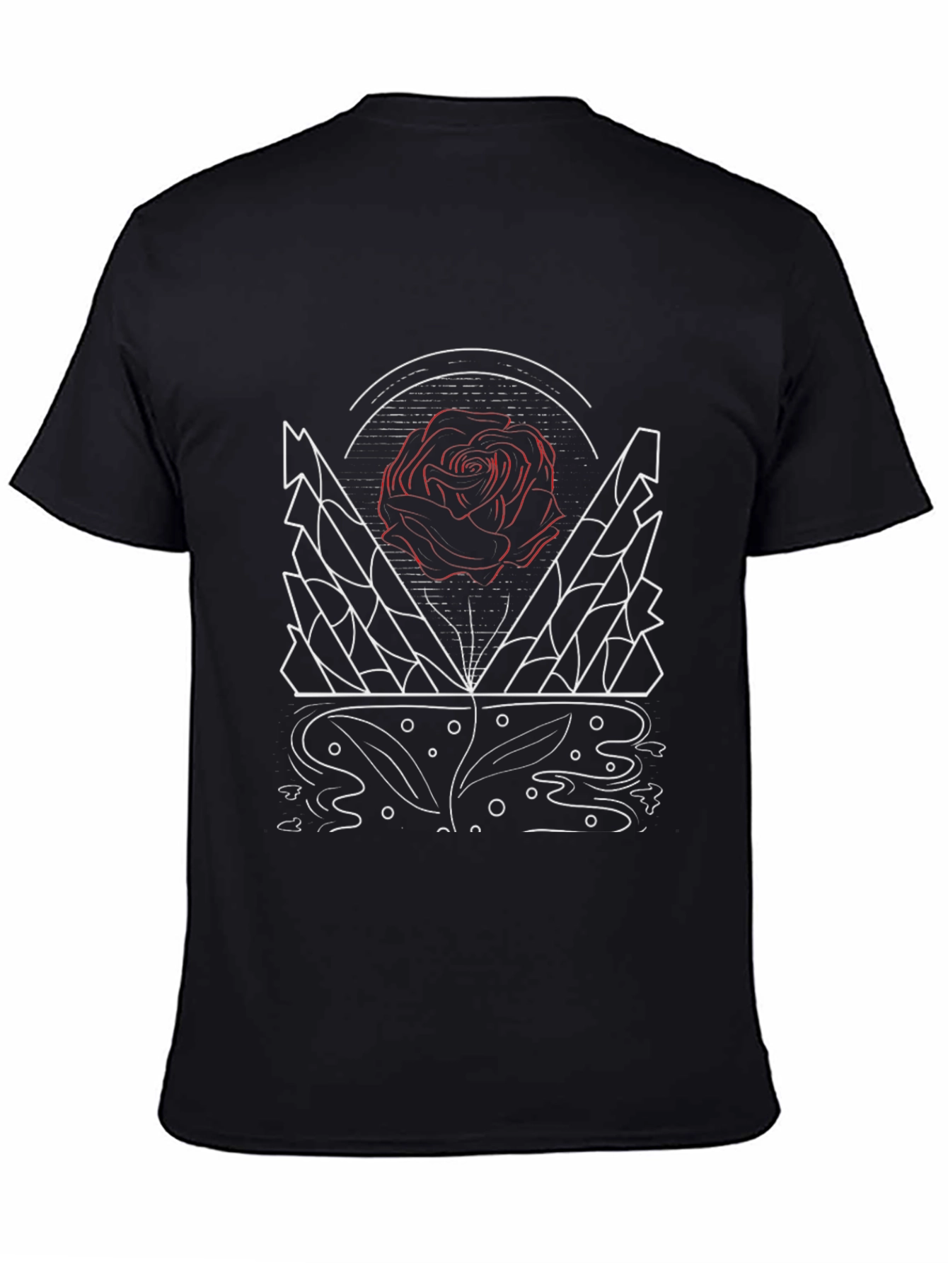 Abstract Rose Graphic Black T-Shirt