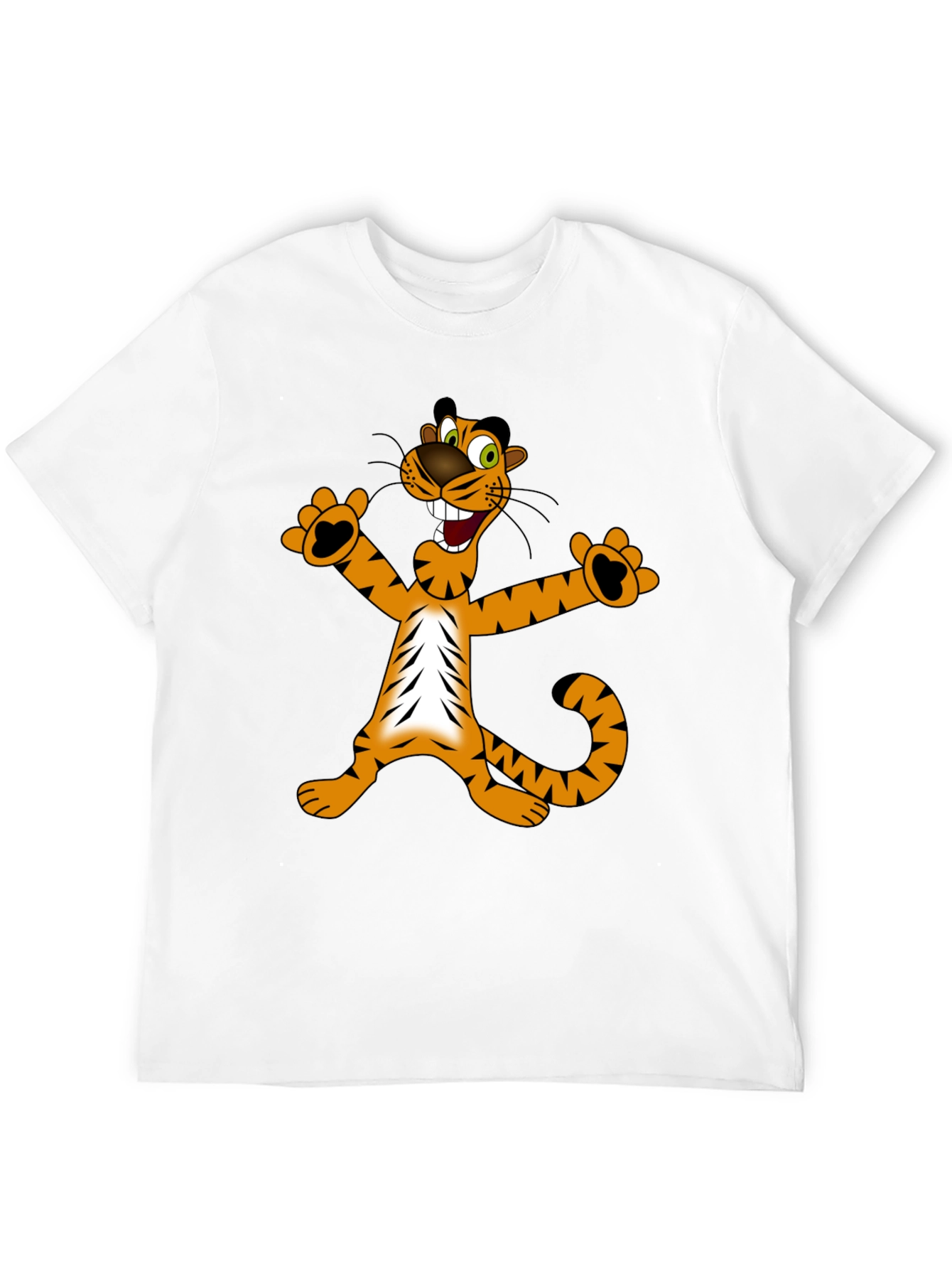 Cartoon Tiger Graphic T-Shirt - Black