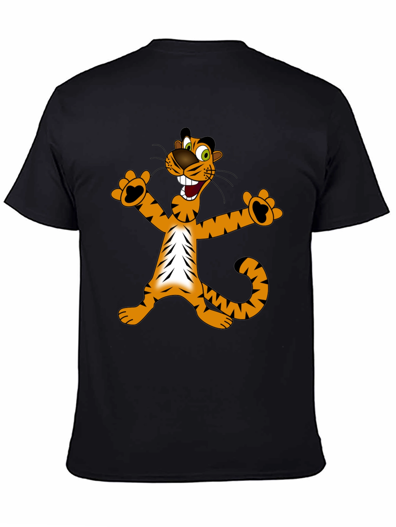 Cartoon Tiger Graphic T-Shirt - Black