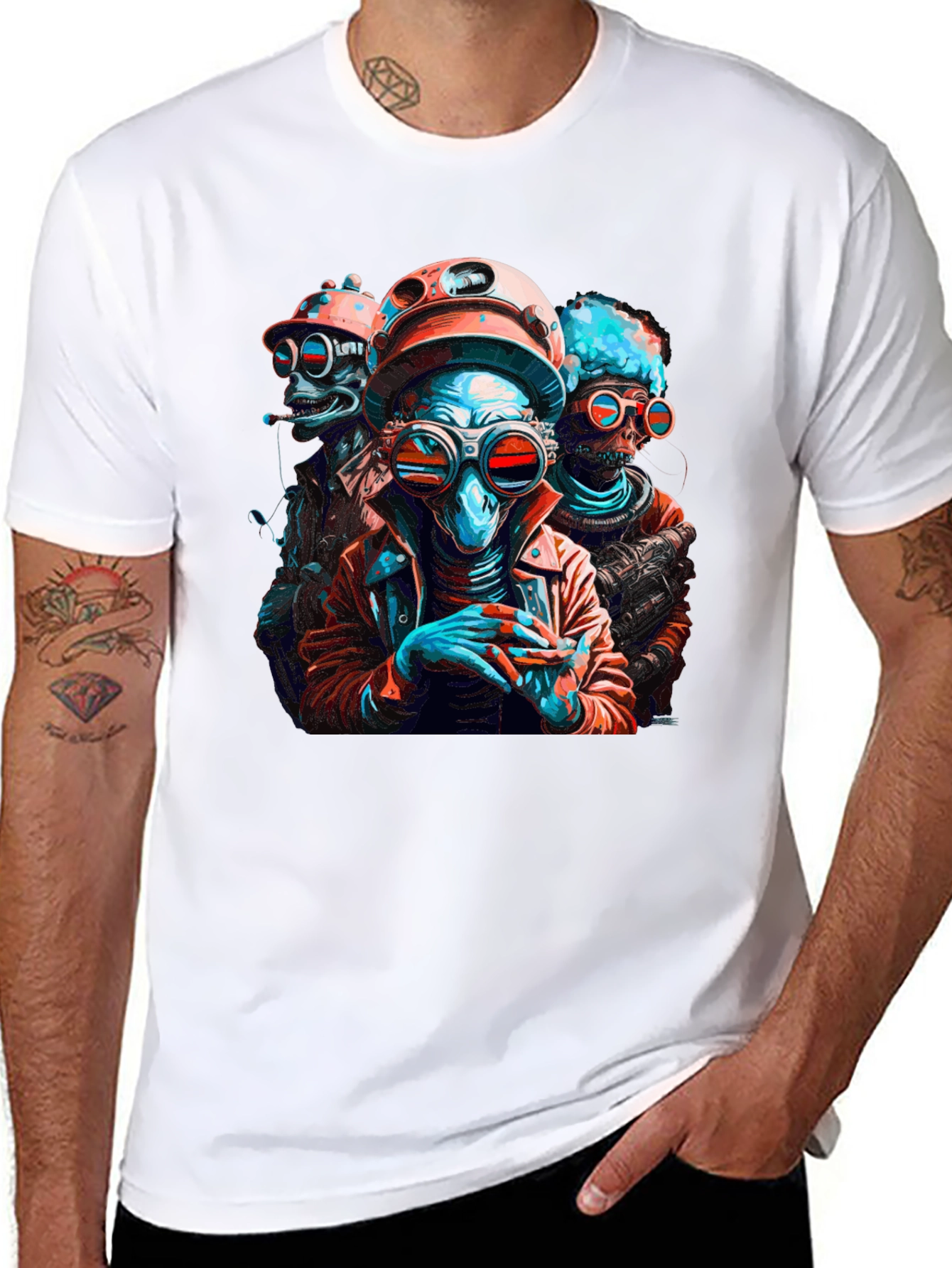 Retro Sci-Fi Alien Crew Graphic T-Shirt