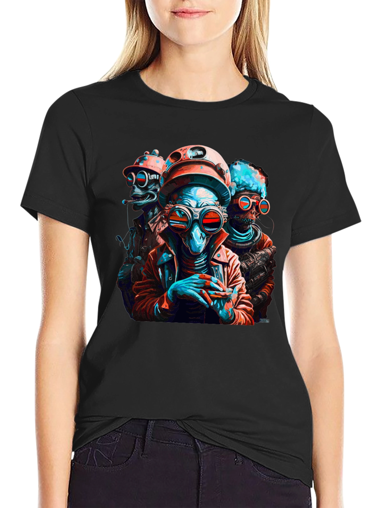 Retro Sci-Fi Alien Crew Graphic T-Shirt