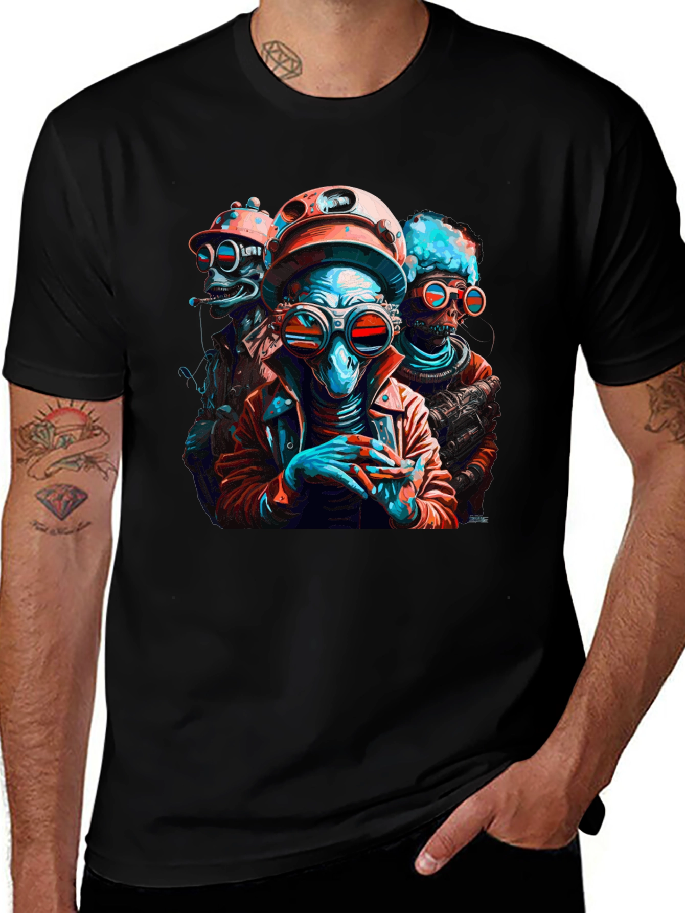Retro Sci-Fi Alien Crew Graphic T-Shirt