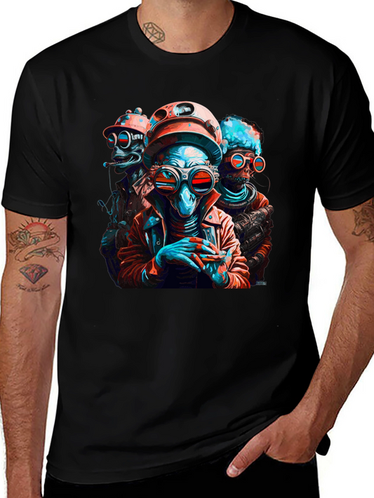 Retro Sci-Fi Alien Crew Graphic T-Shirt