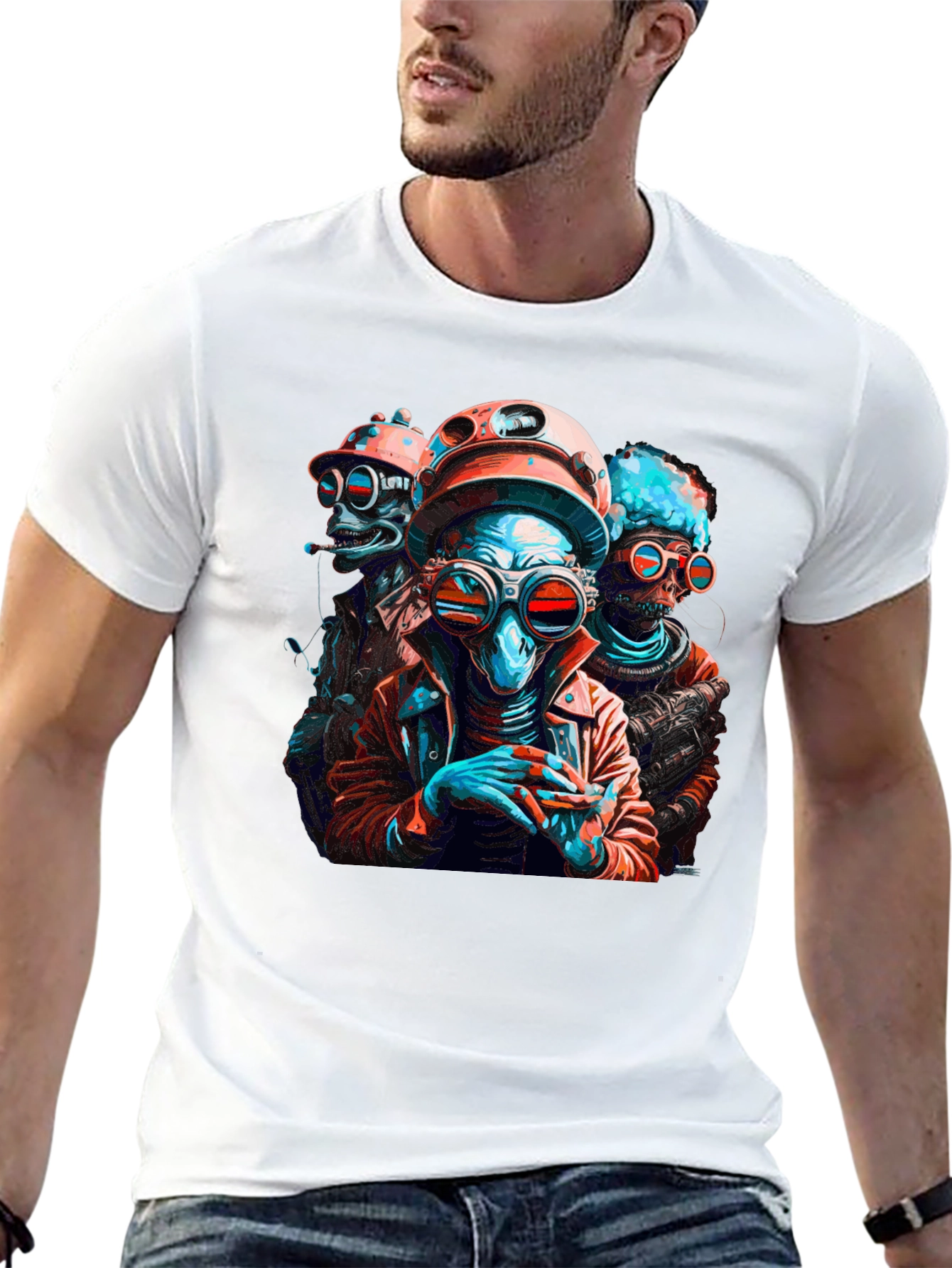 Retro Sci-Fi Alien Crew Graphic T-Shirt