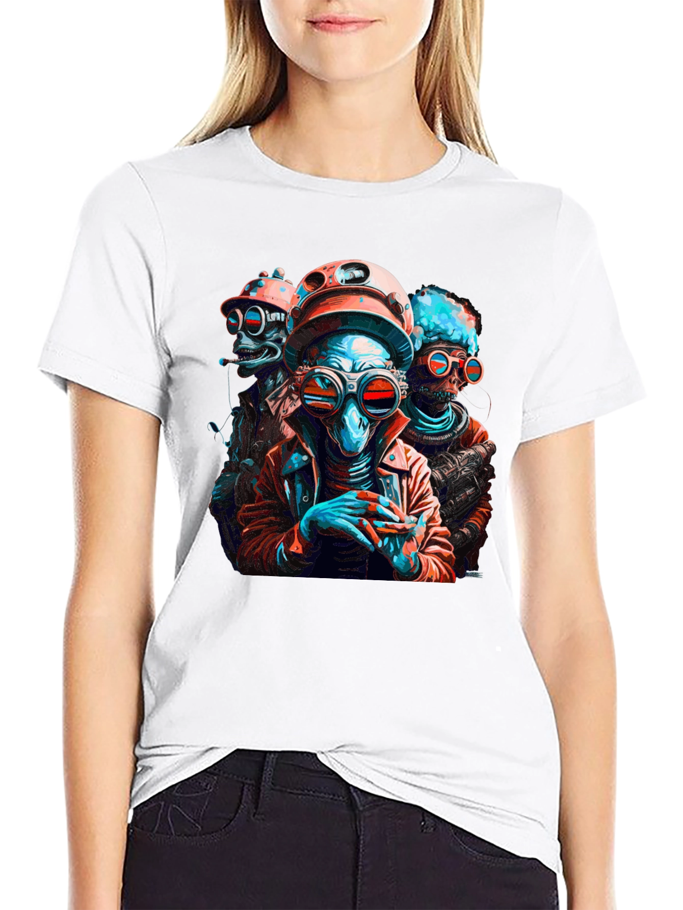 Retro Sci-Fi Alien Crew Graphic T-Shirt