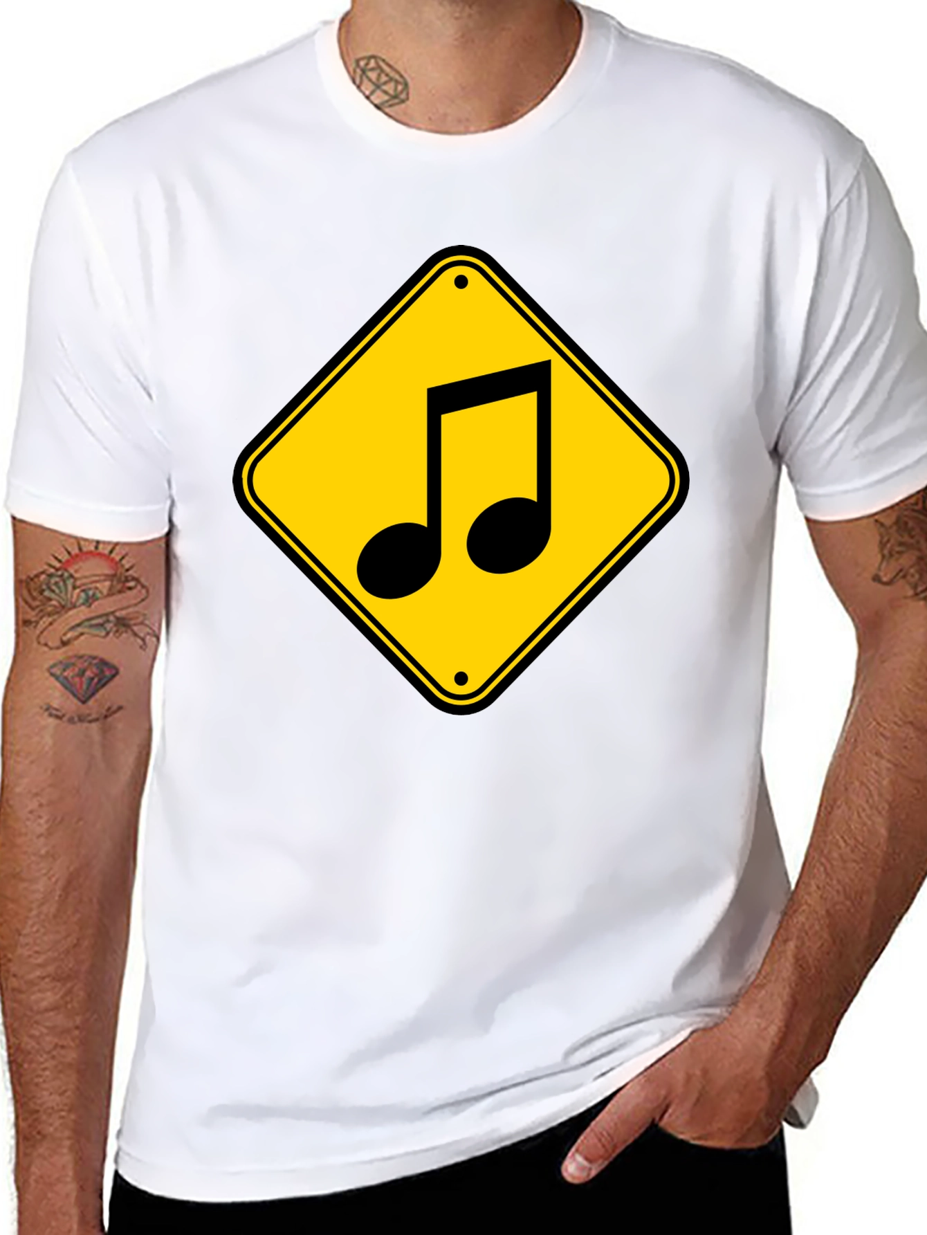 Music Note Road Sign Graphic T-Shirt