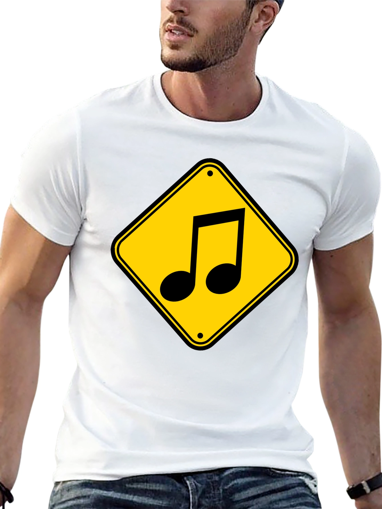 Music Note Road Sign Graphic T-Shirt
