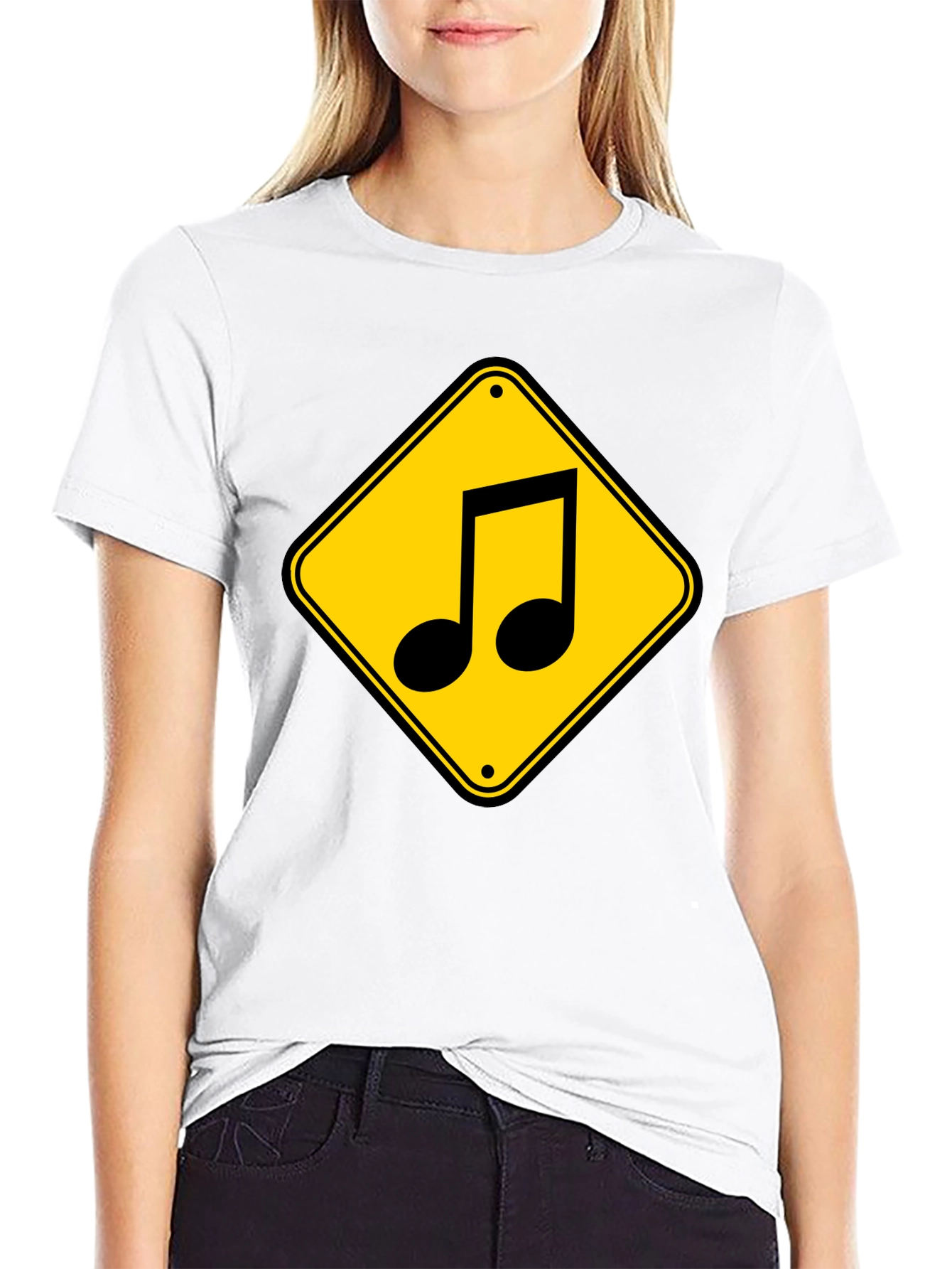 Music Note Road Sign Graphic T-Shirt