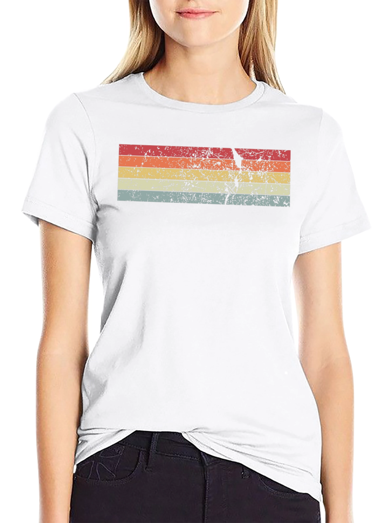 Retro Striped Graphic Tee - Black