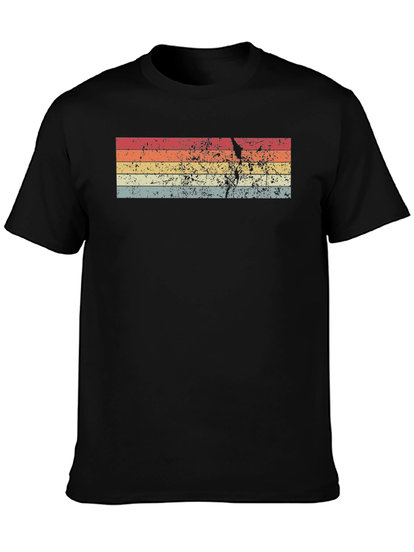 Retro Striped Graphic Tee - Black
