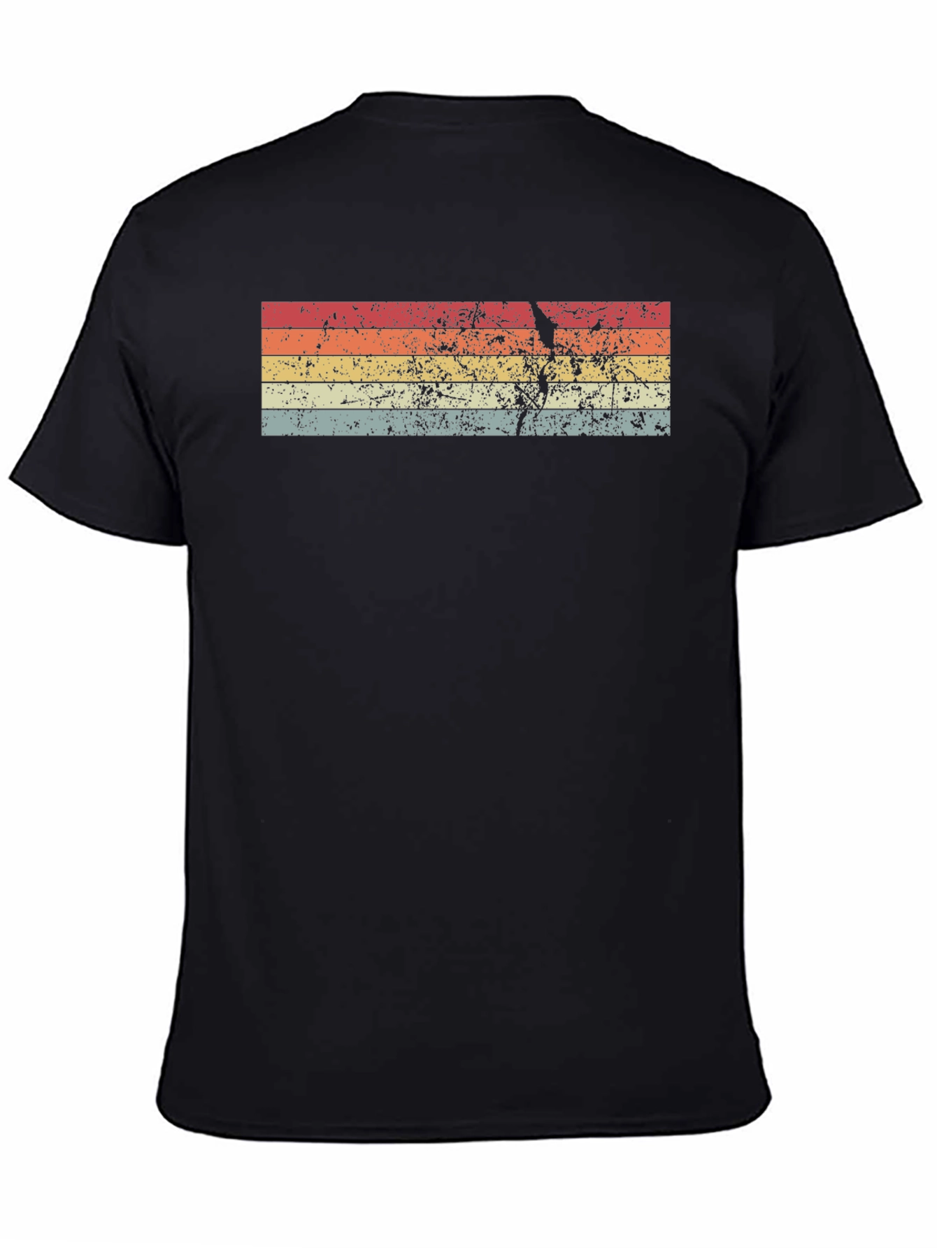 Retro Striped Graphic Tee - Black