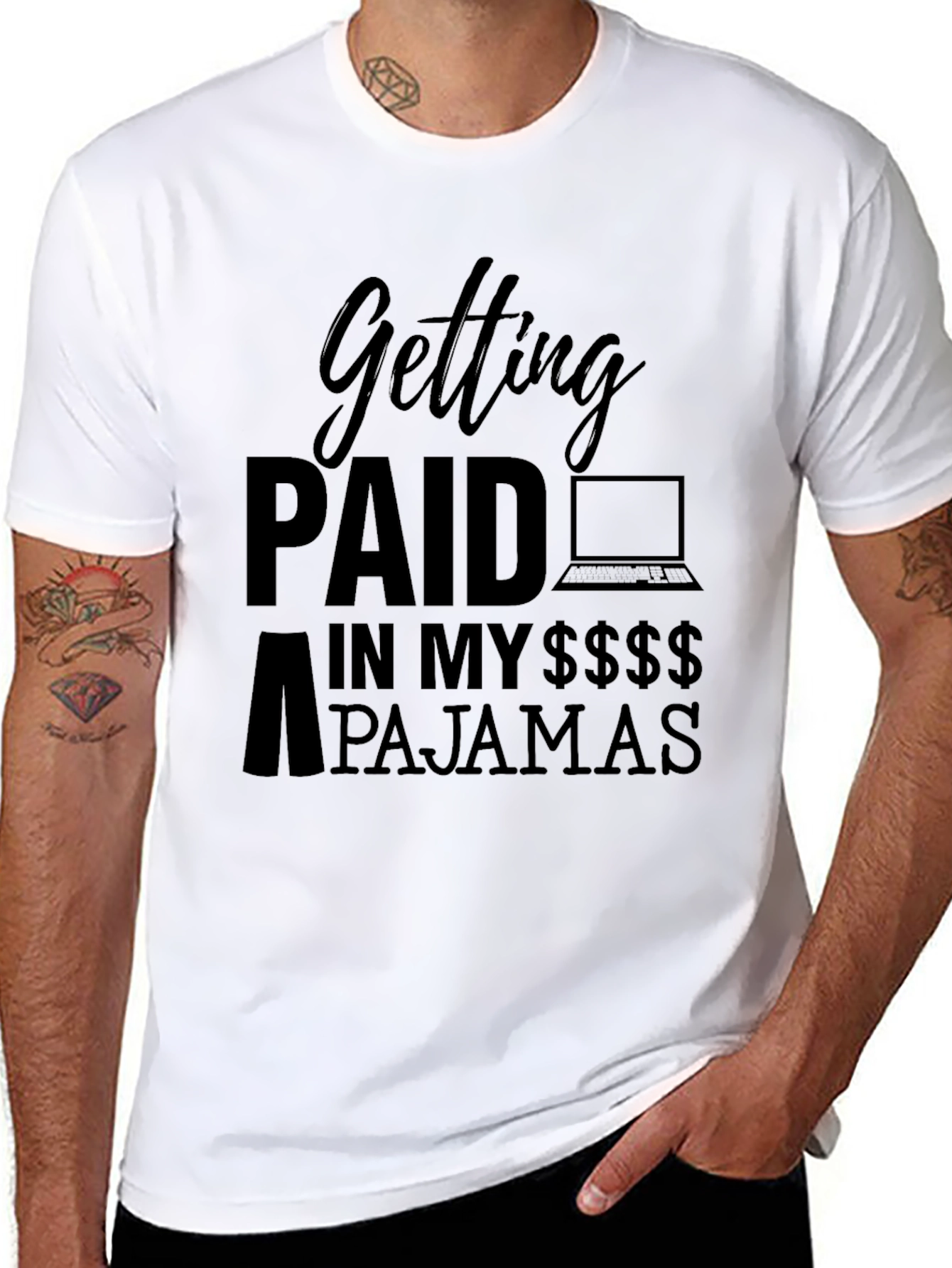 Getting Paid in My Pajamas Black T-Shirt