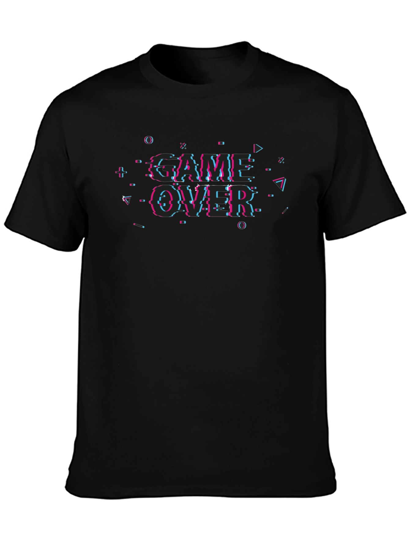 Game Over Glitch Graphic Black T-Shirt