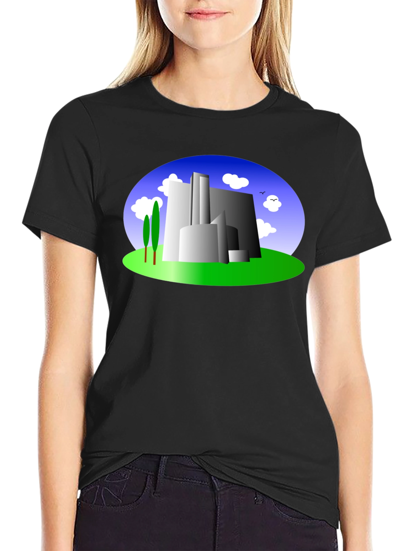 Abstract Building Graphic Tee - Modern Cityscape Shirt