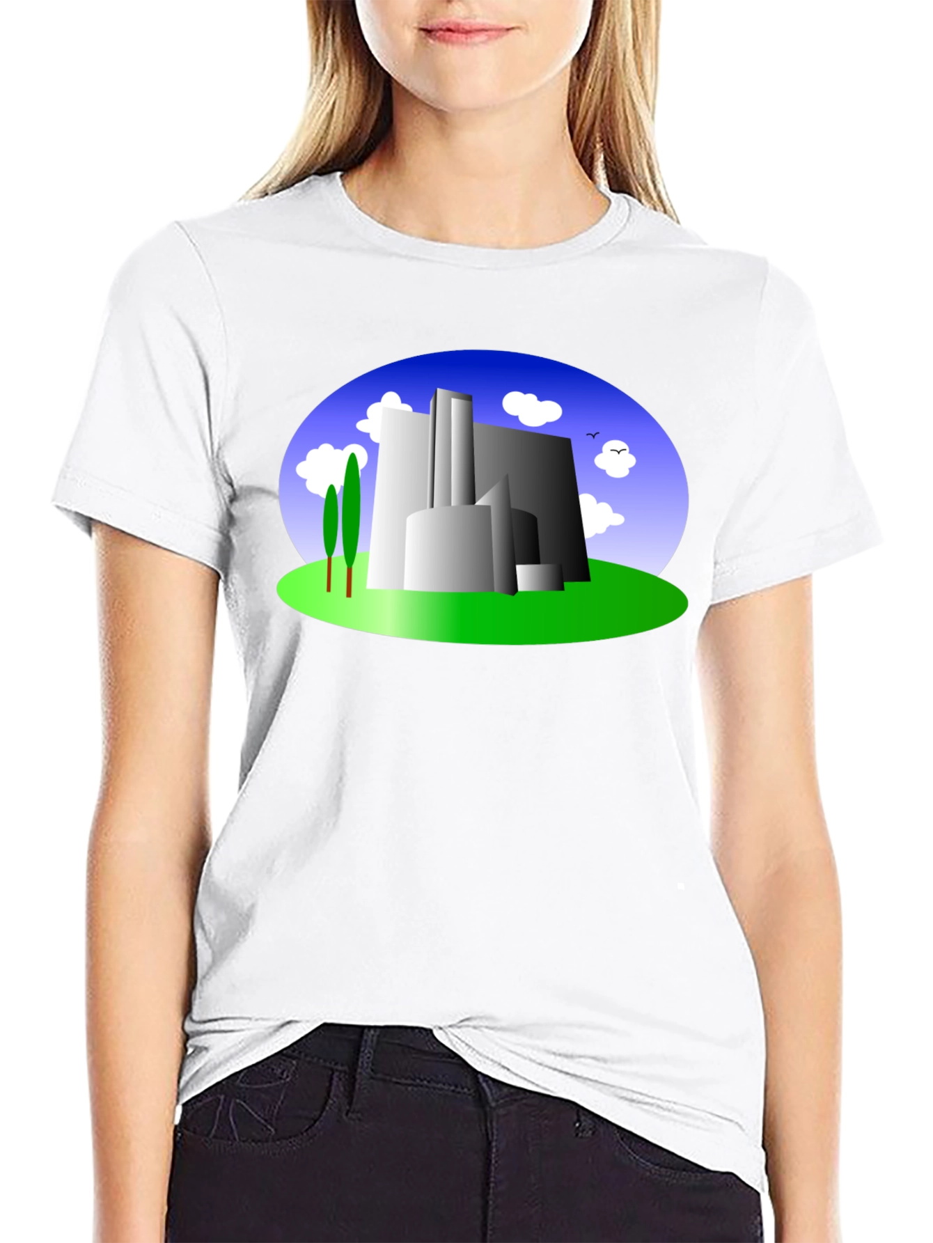 Abstract Building Graphic Tee - Modern Cityscape Shirt