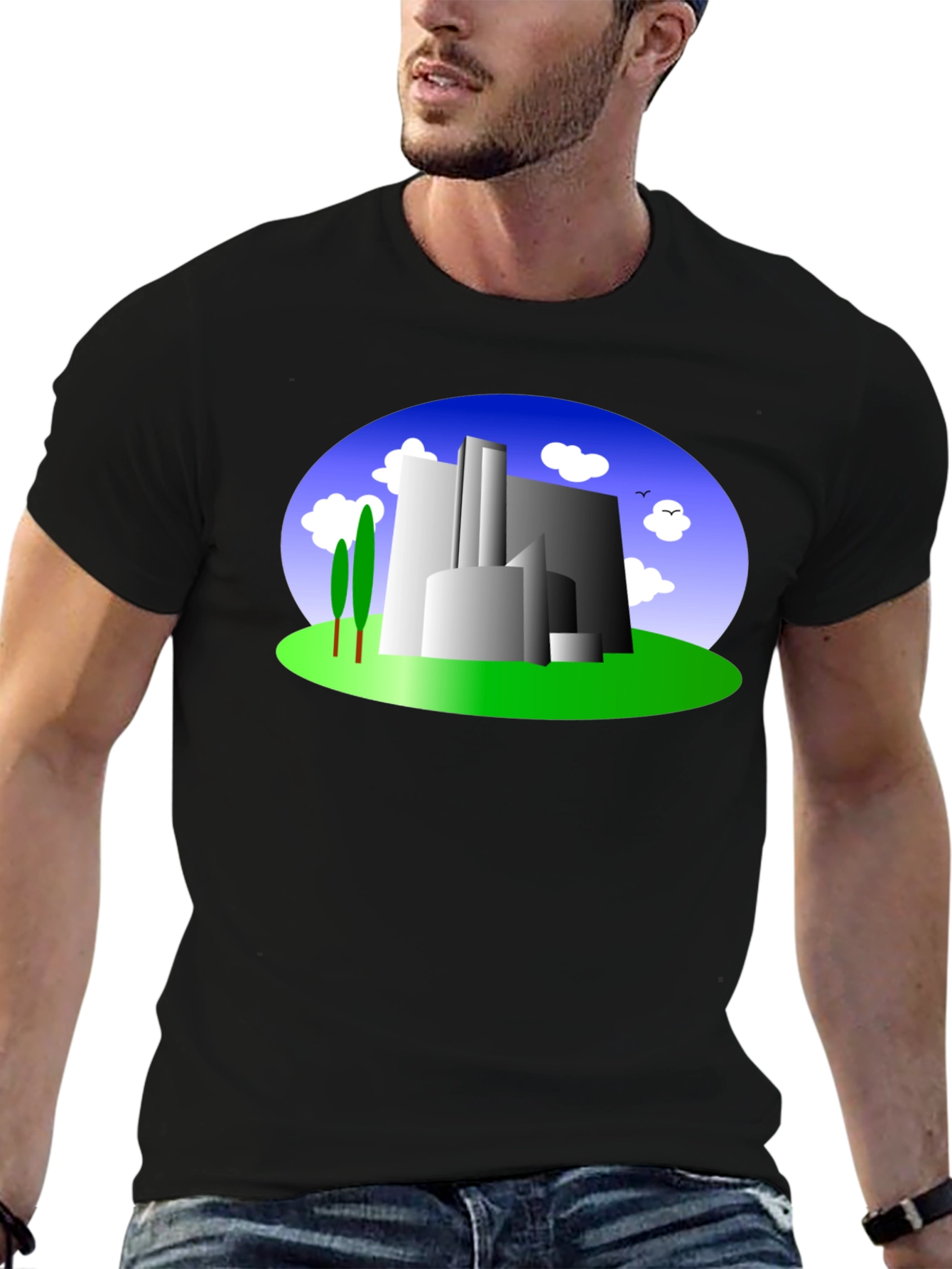 Abstract Building Graphic Tee - Modern Cityscape Shirt