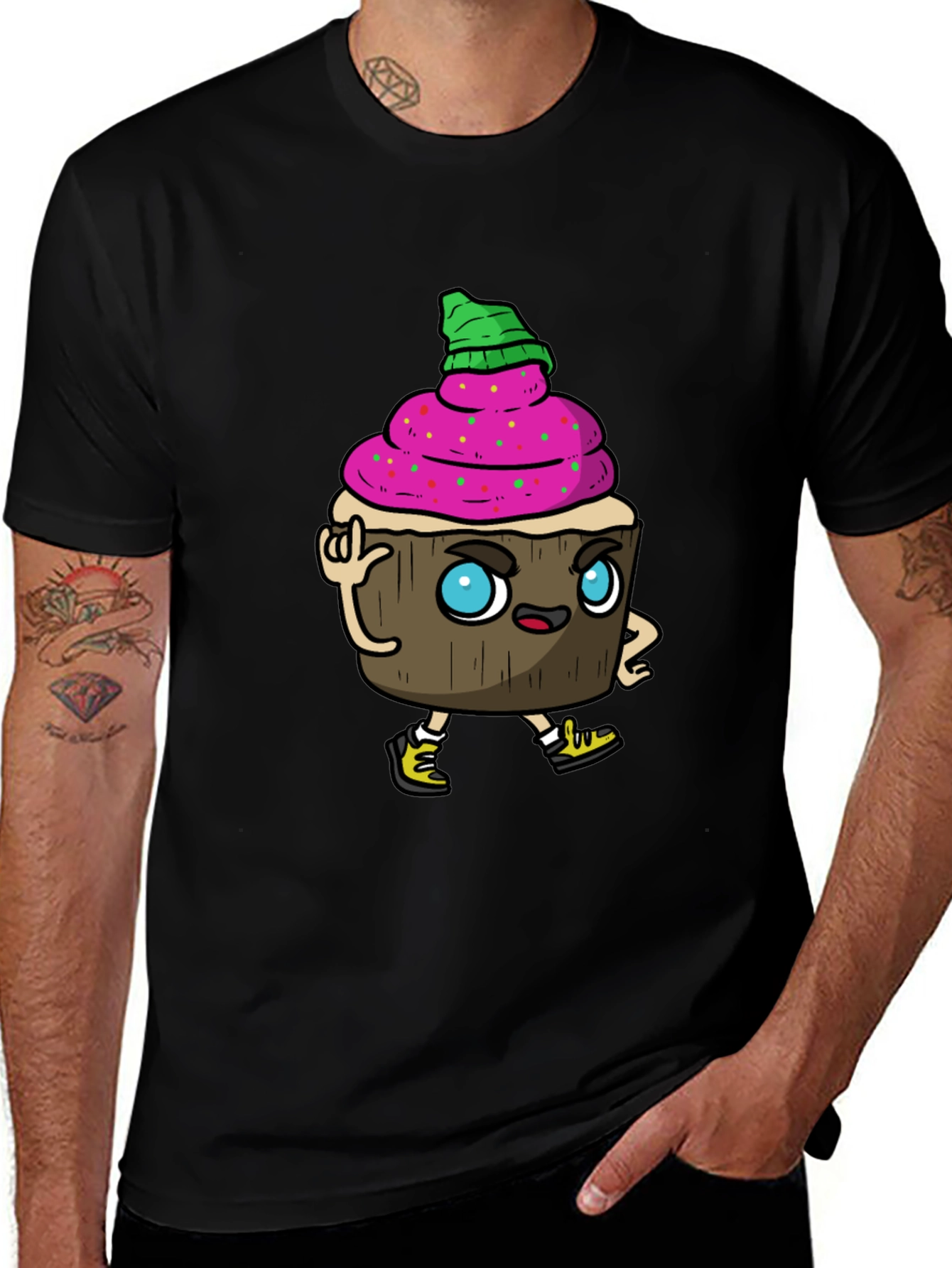 Cupcake Cartoon Graphic T-Shirt