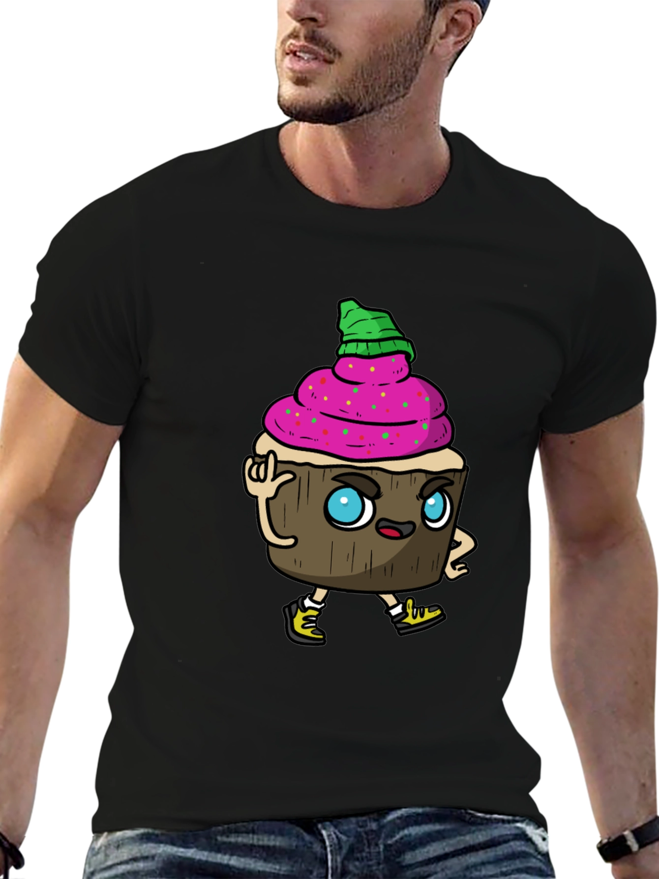 Cupcake Cartoon Graphic T-Shirt