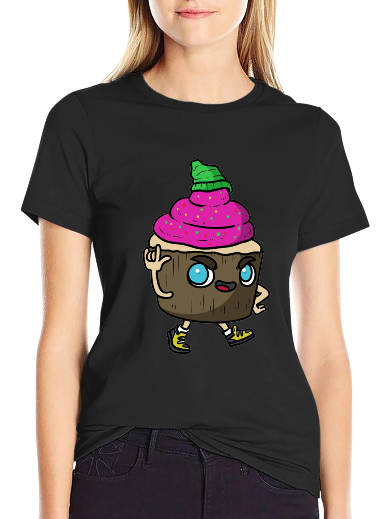 Cupcake Cartoon Graphic T-Shirt