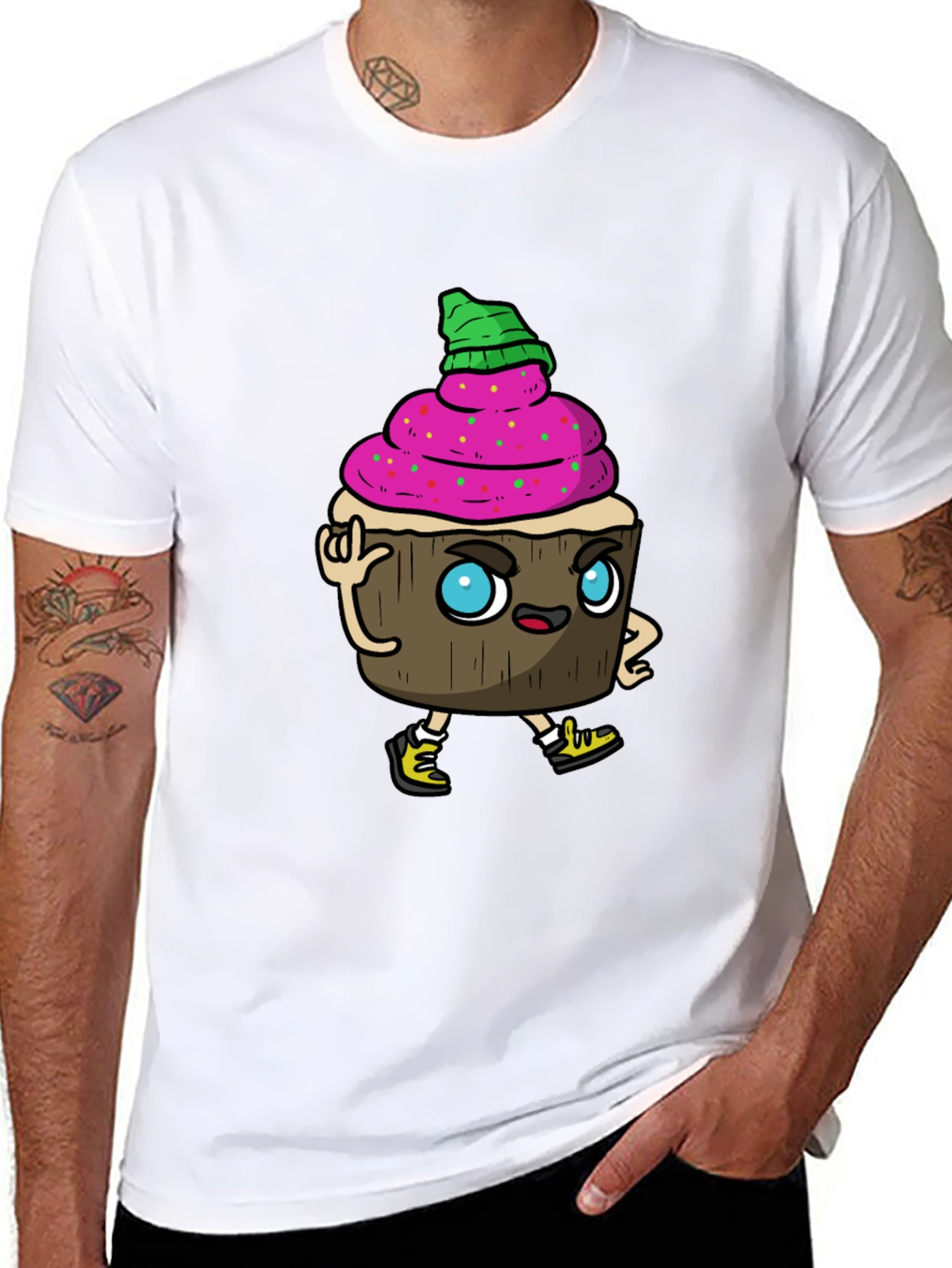 Cupcake Cartoon Graphic T-Shirt