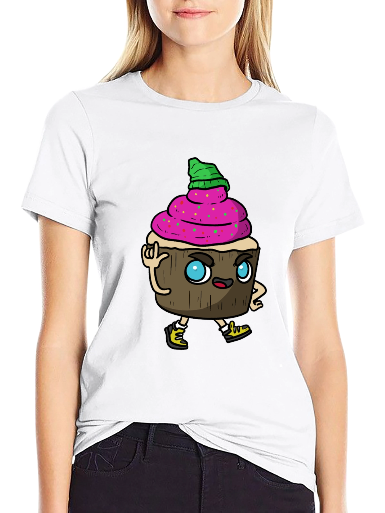 Cupcake Cartoon Graphic T-Shirt