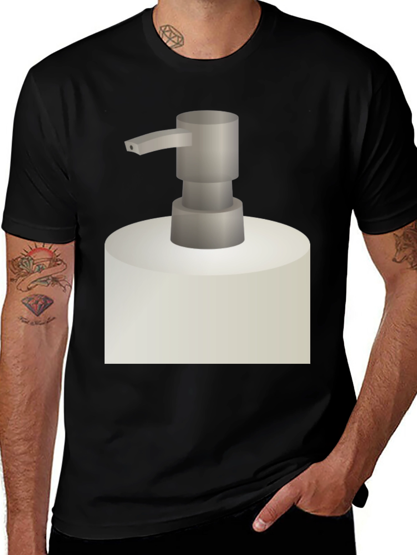 Novelty Soap Dispenser Graphic Tee - Black