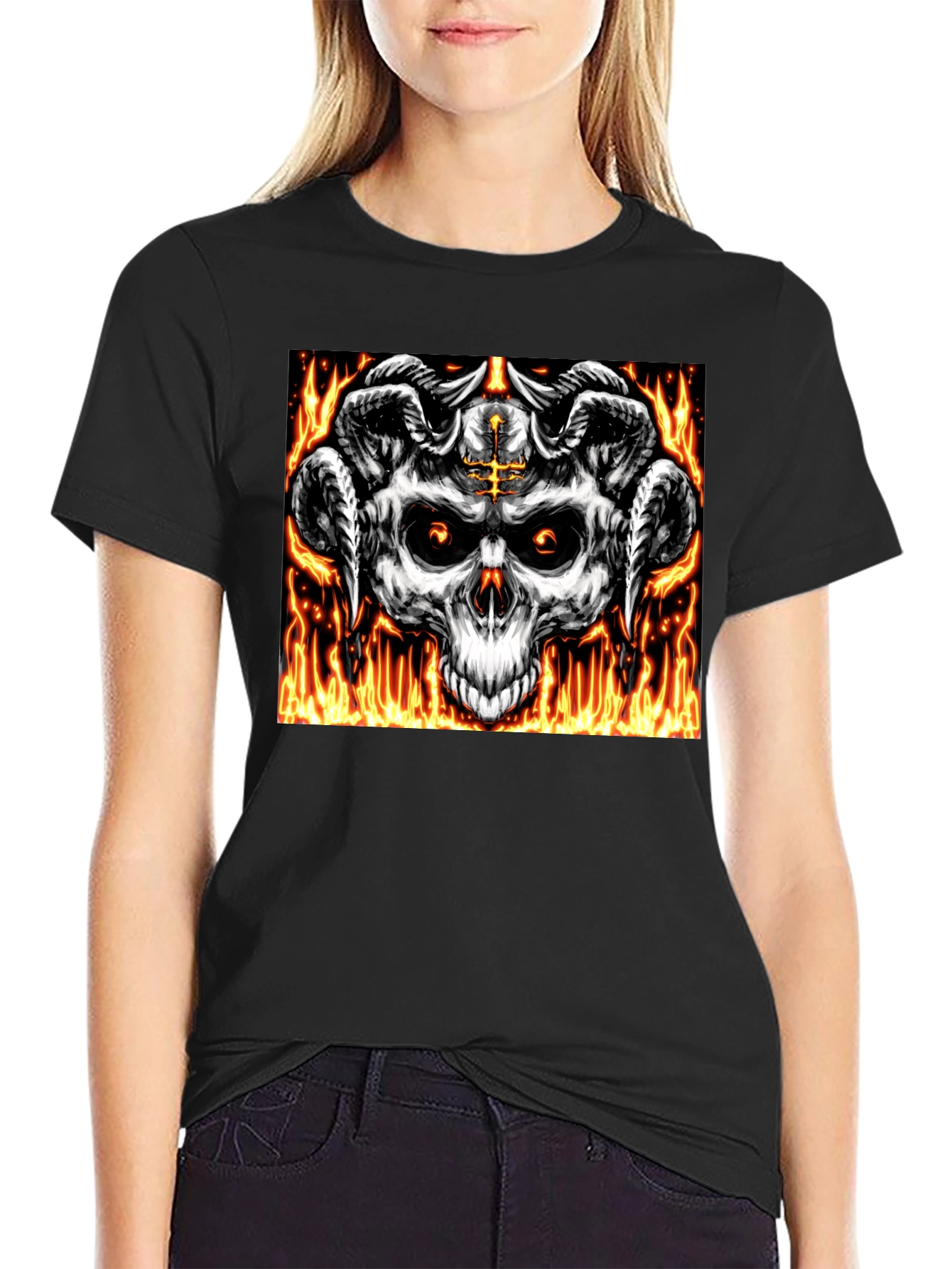 Skull & Horns Graphic Tee - Black T-Shirt