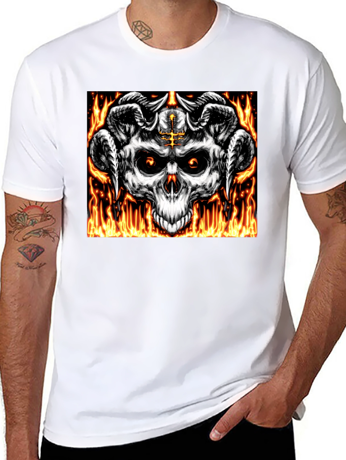 Skull & Horns Graphic Tee - Black T-Shirt