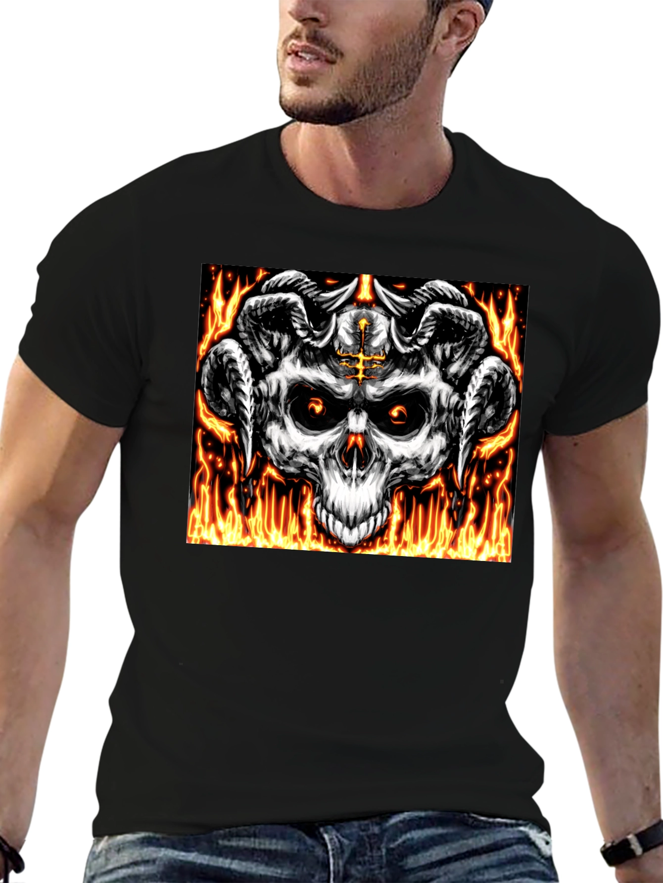 Skull & Horns Graphic Tee - Black T-Shirt