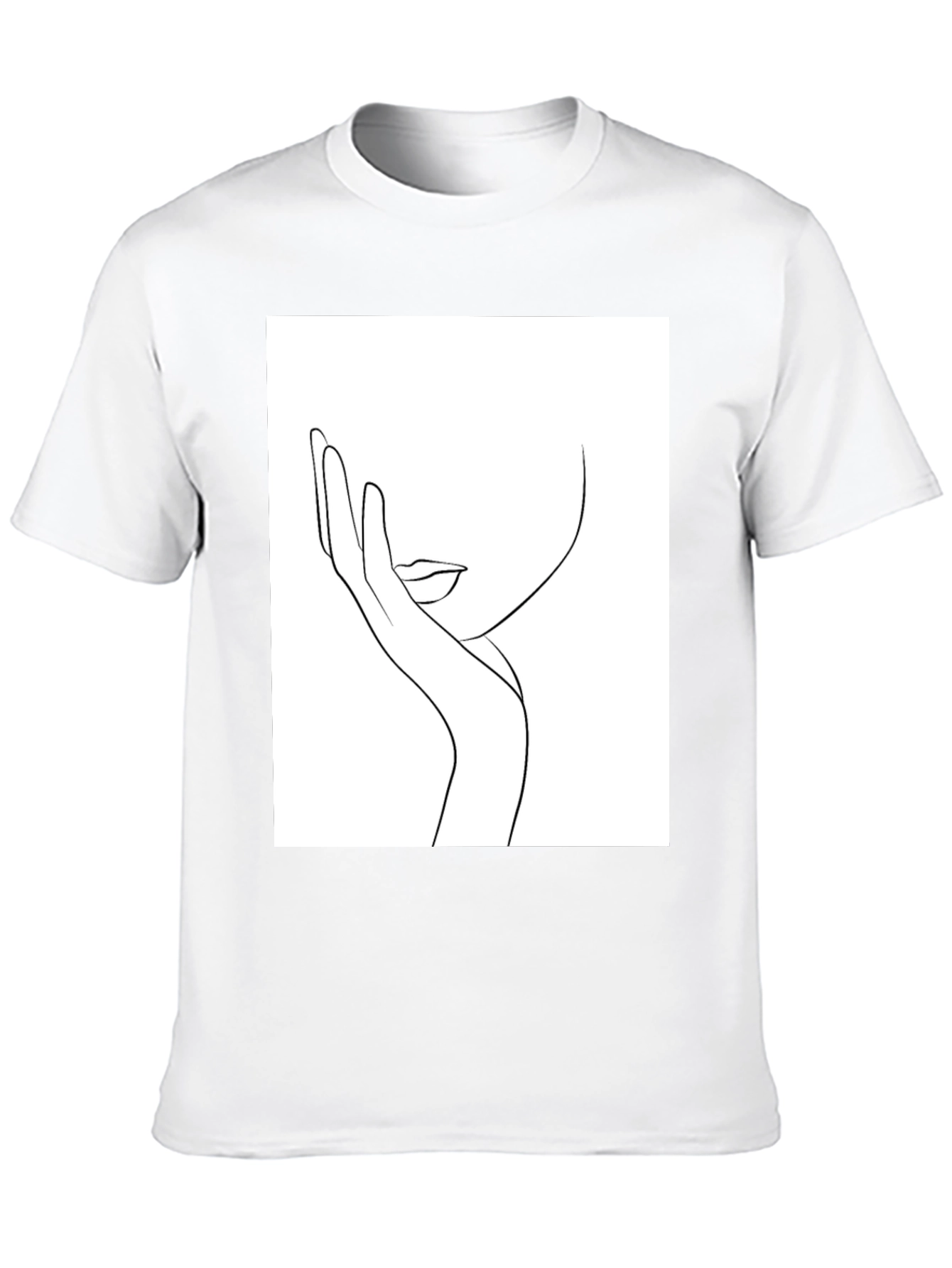 Minimalist Line Art Face Black T-Shirt