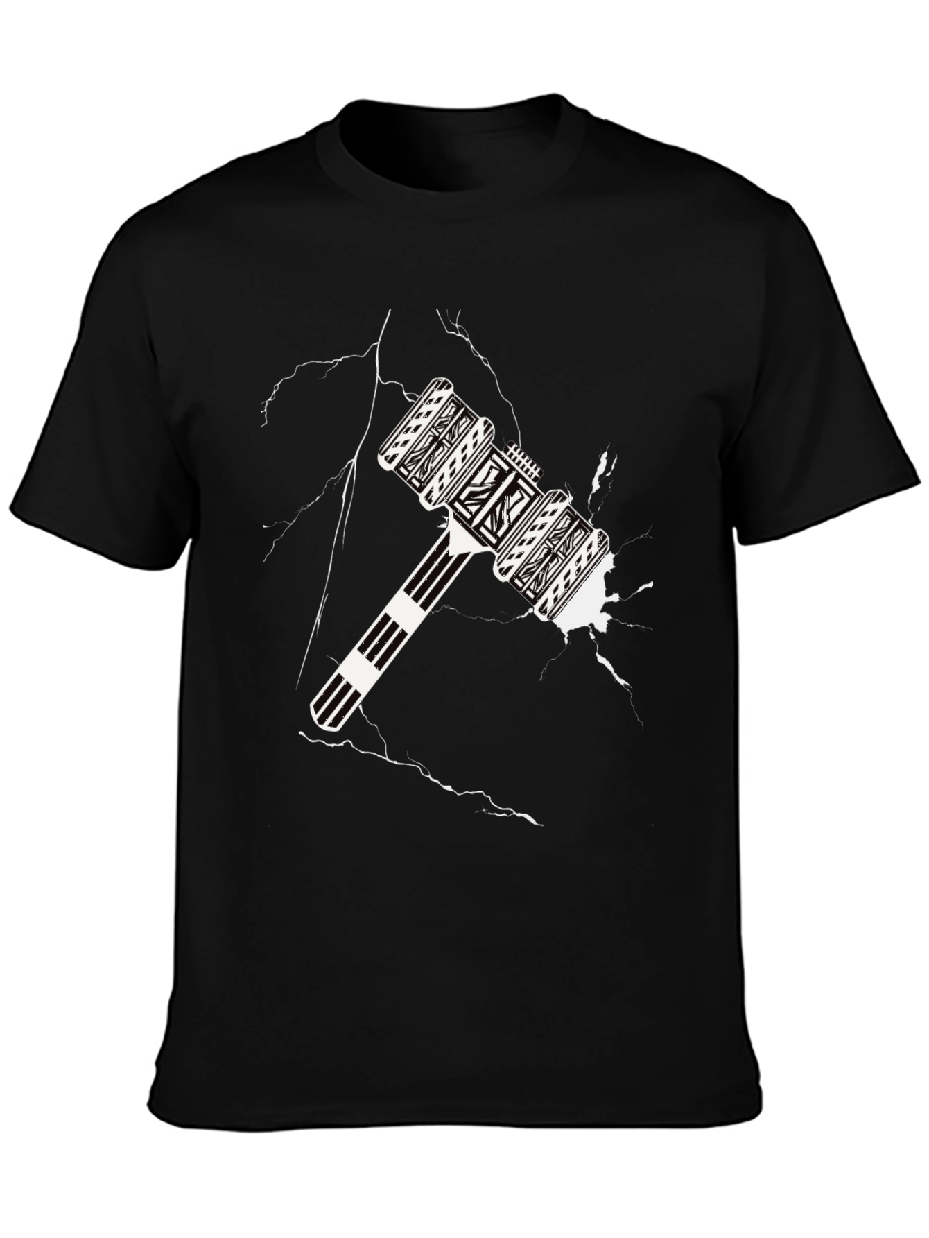 Abstract Mallet Graphic Tee - Cool Black T-Shirt