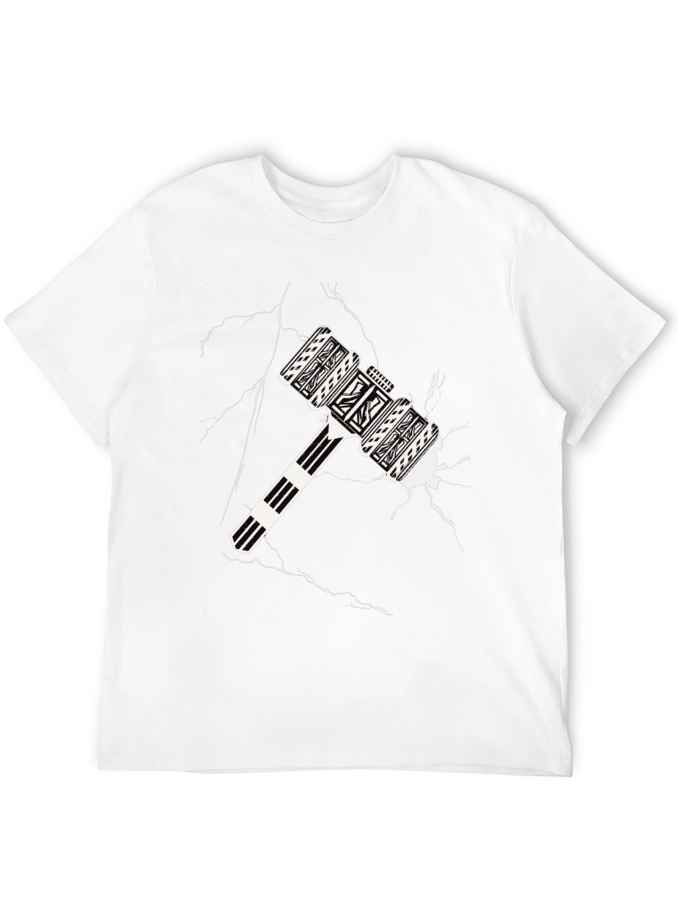 Abstract Mallet Graphic Tee - Cool Black T-Shirt