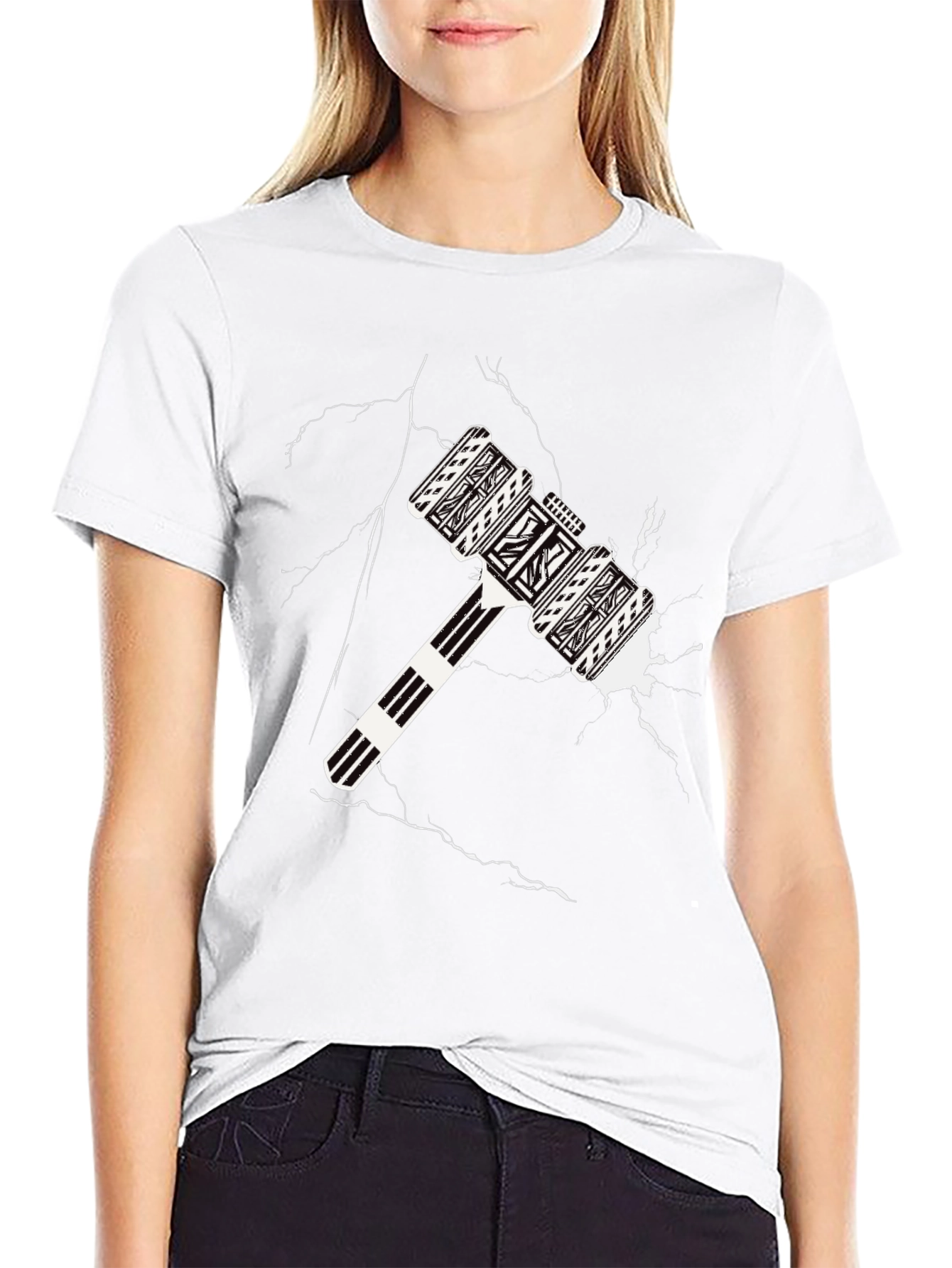 Abstract Mallet Graphic Tee - Cool Black T-Shirt