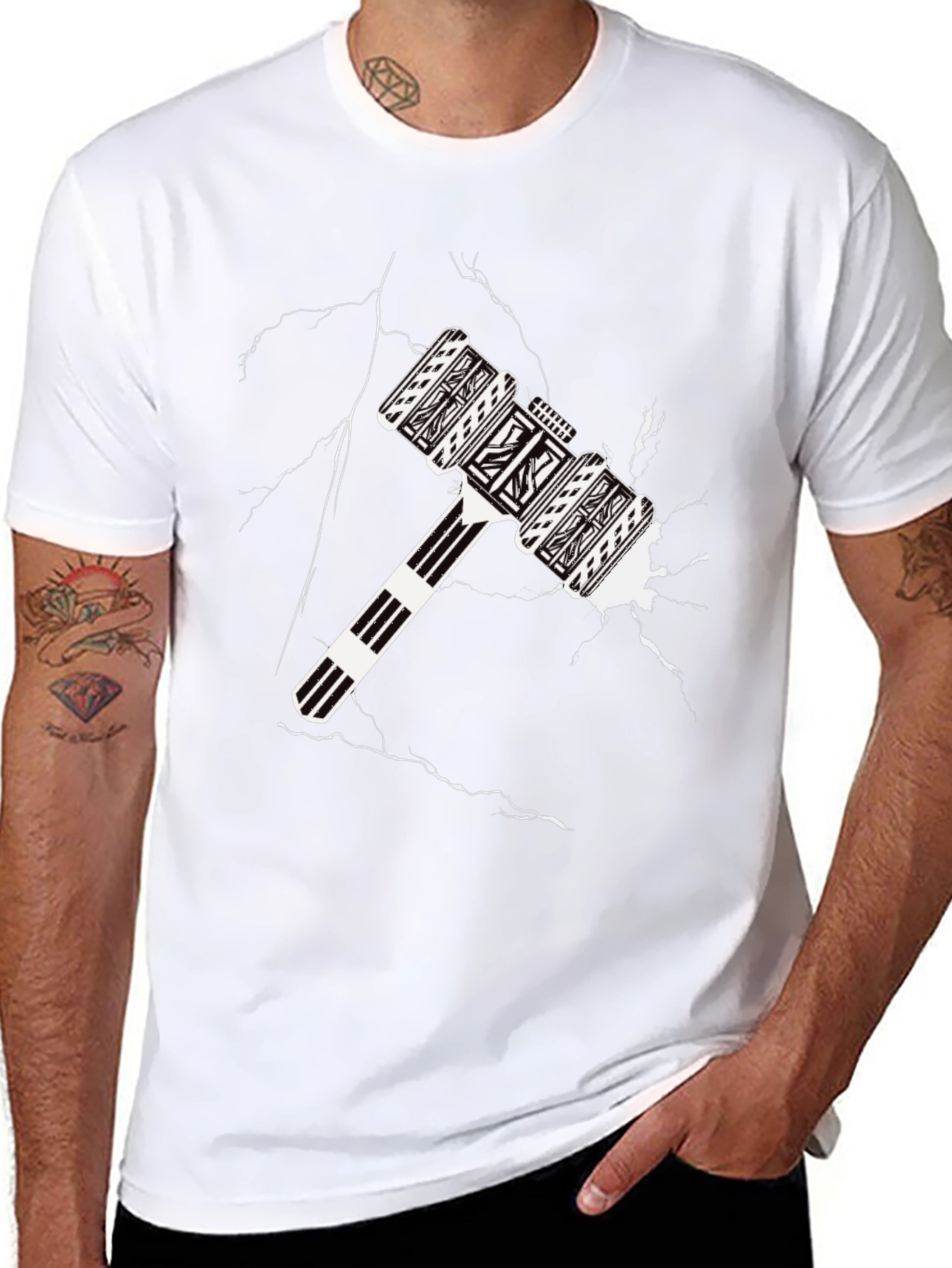 Abstract Mallet Graphic Tee - Cool Black T-Shirt
