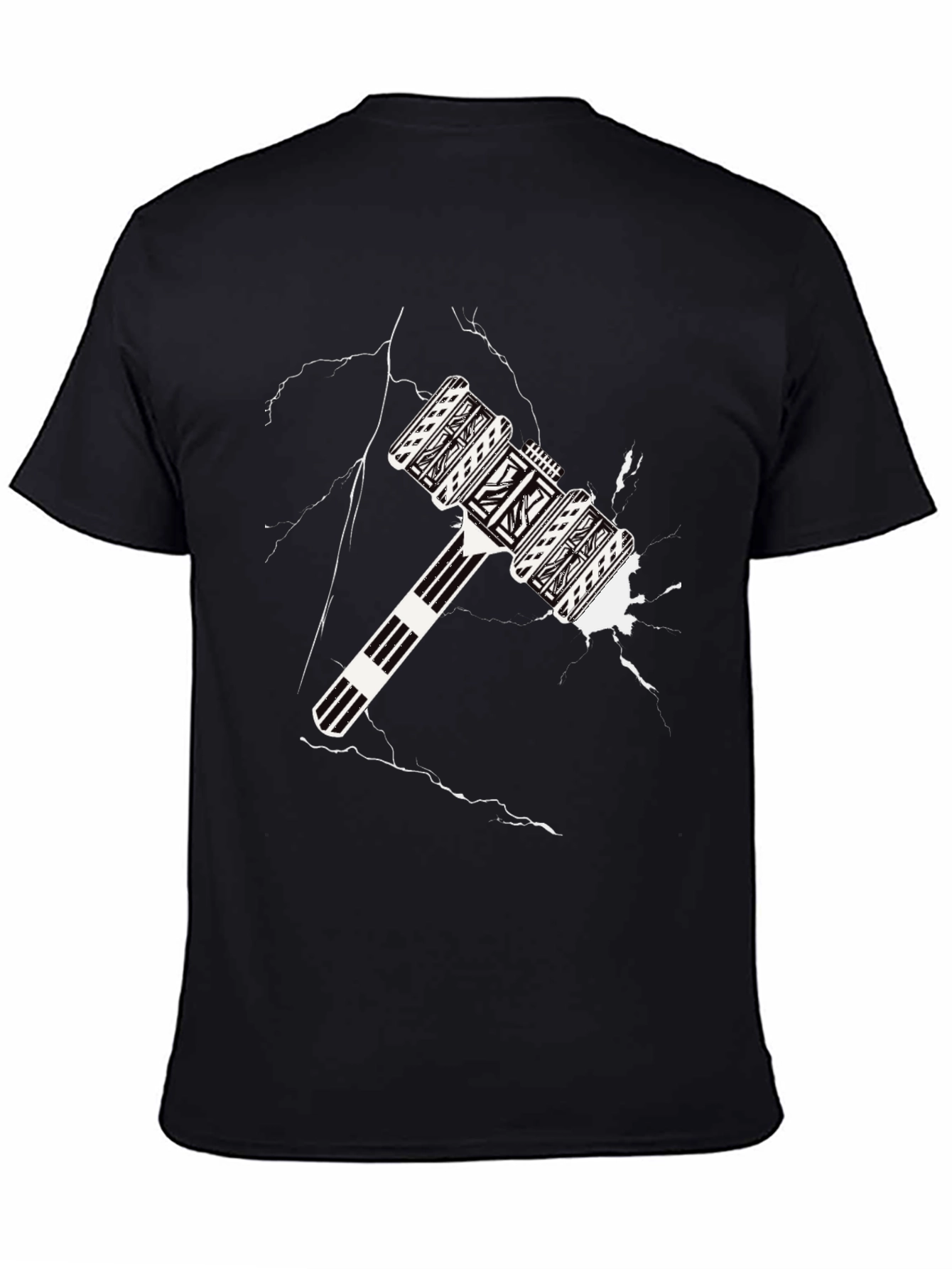 Abstract Mallet Graphic Tee - Cool Black T-Shirt