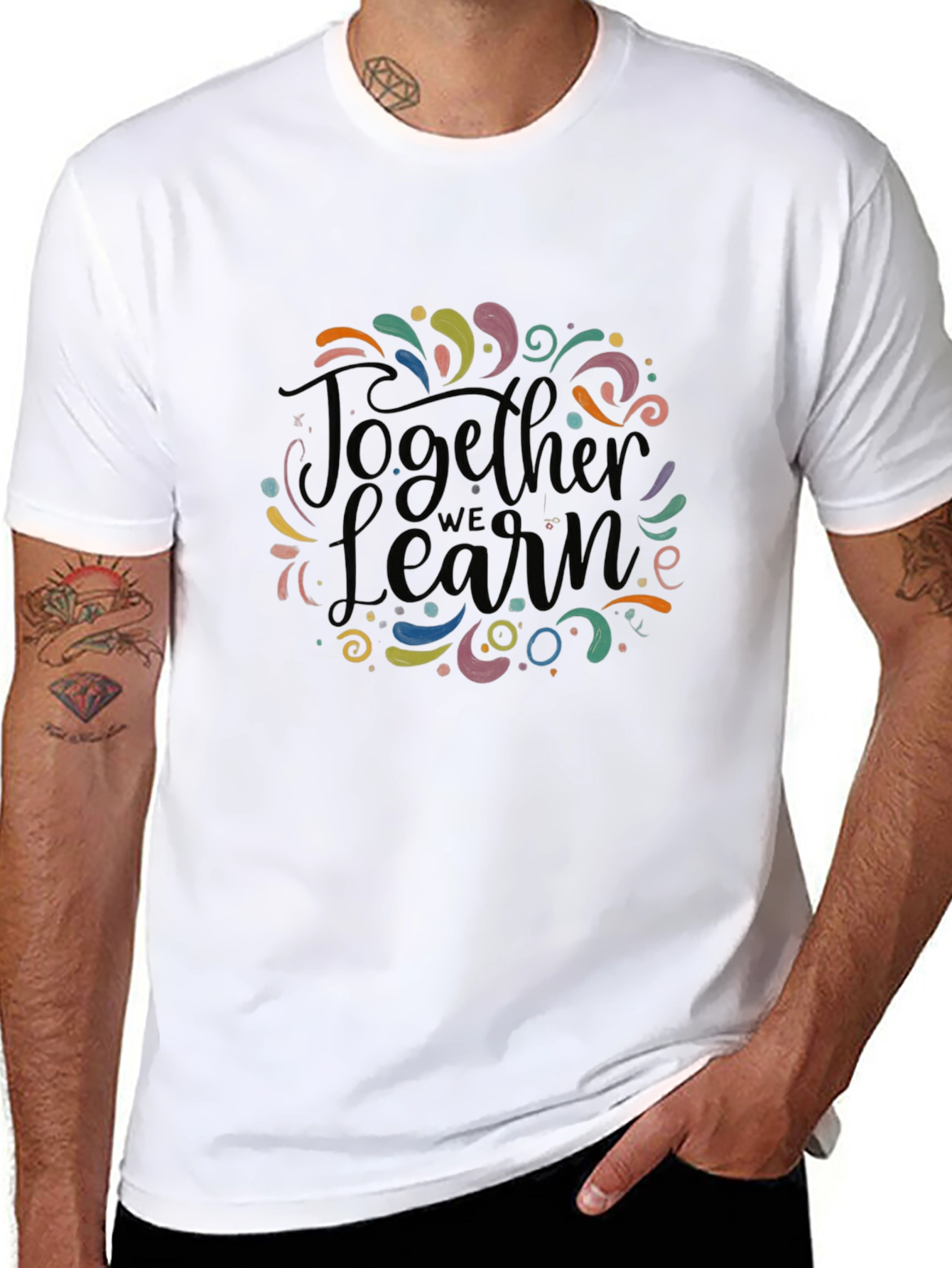 Together We Learn Graphic Tee - Black Cotton Blend