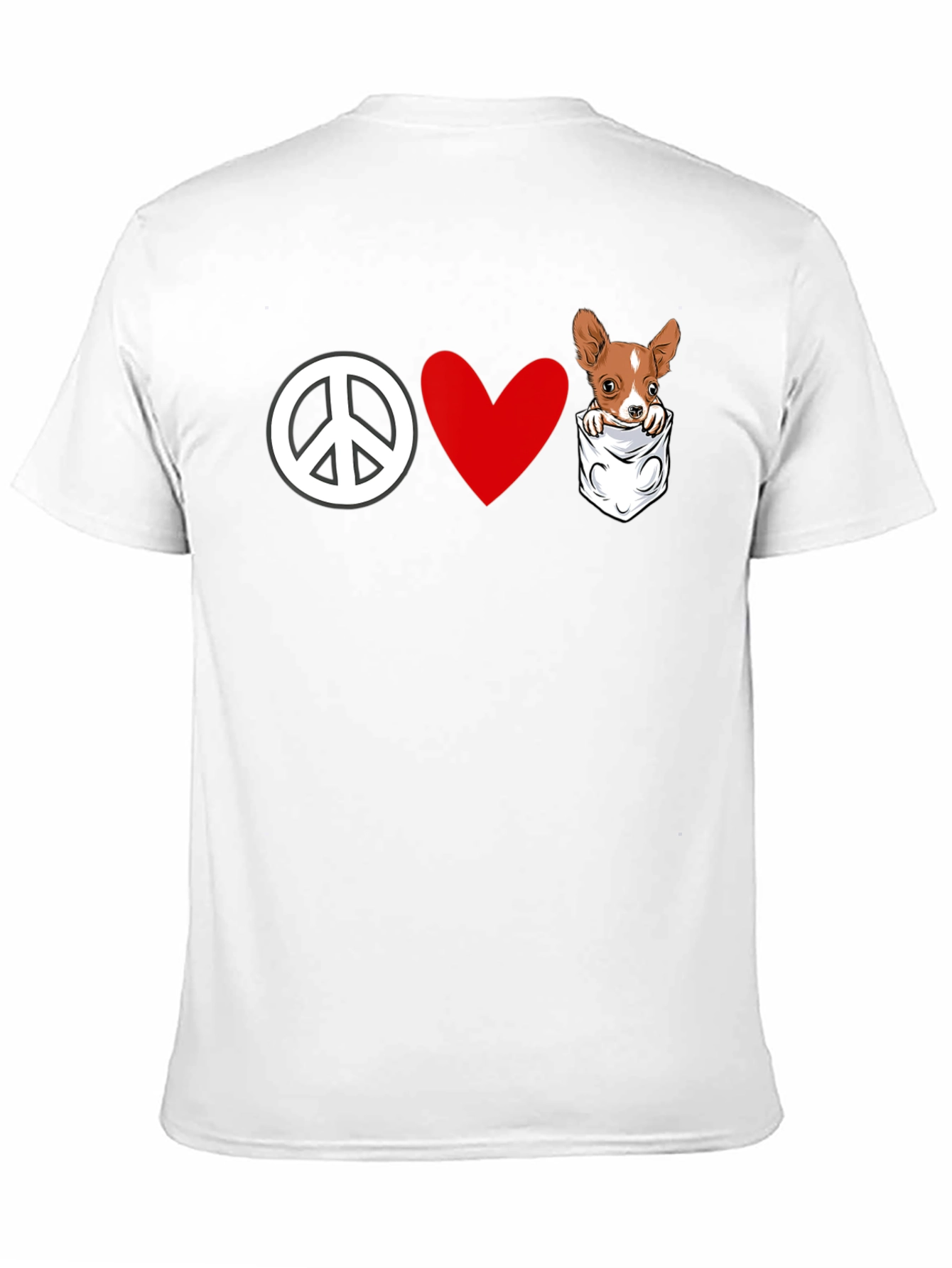 Peace Love Chihuahua Pocket T-Shirt