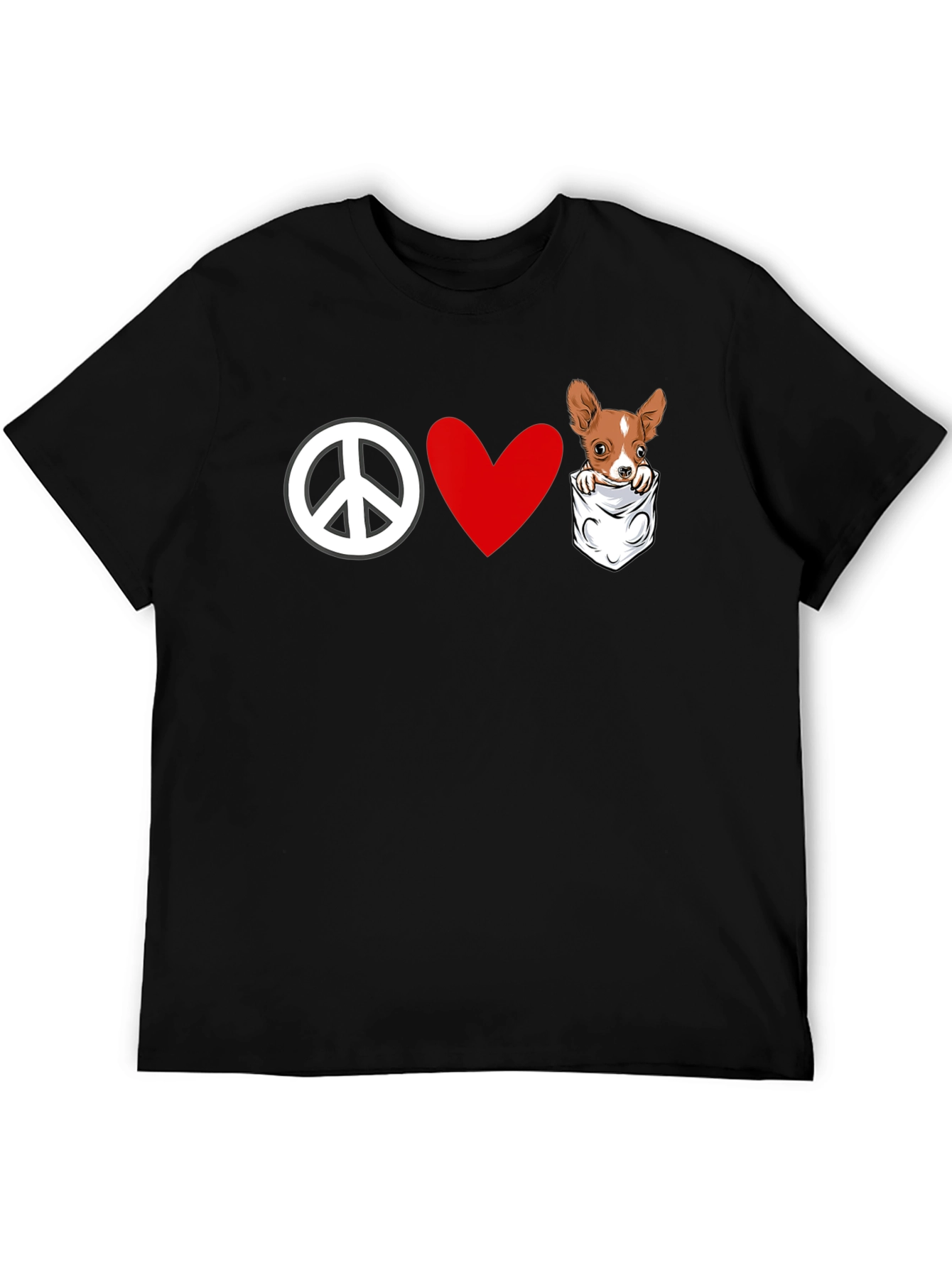 Peace Love Chihuahua Pocket T-Shirt