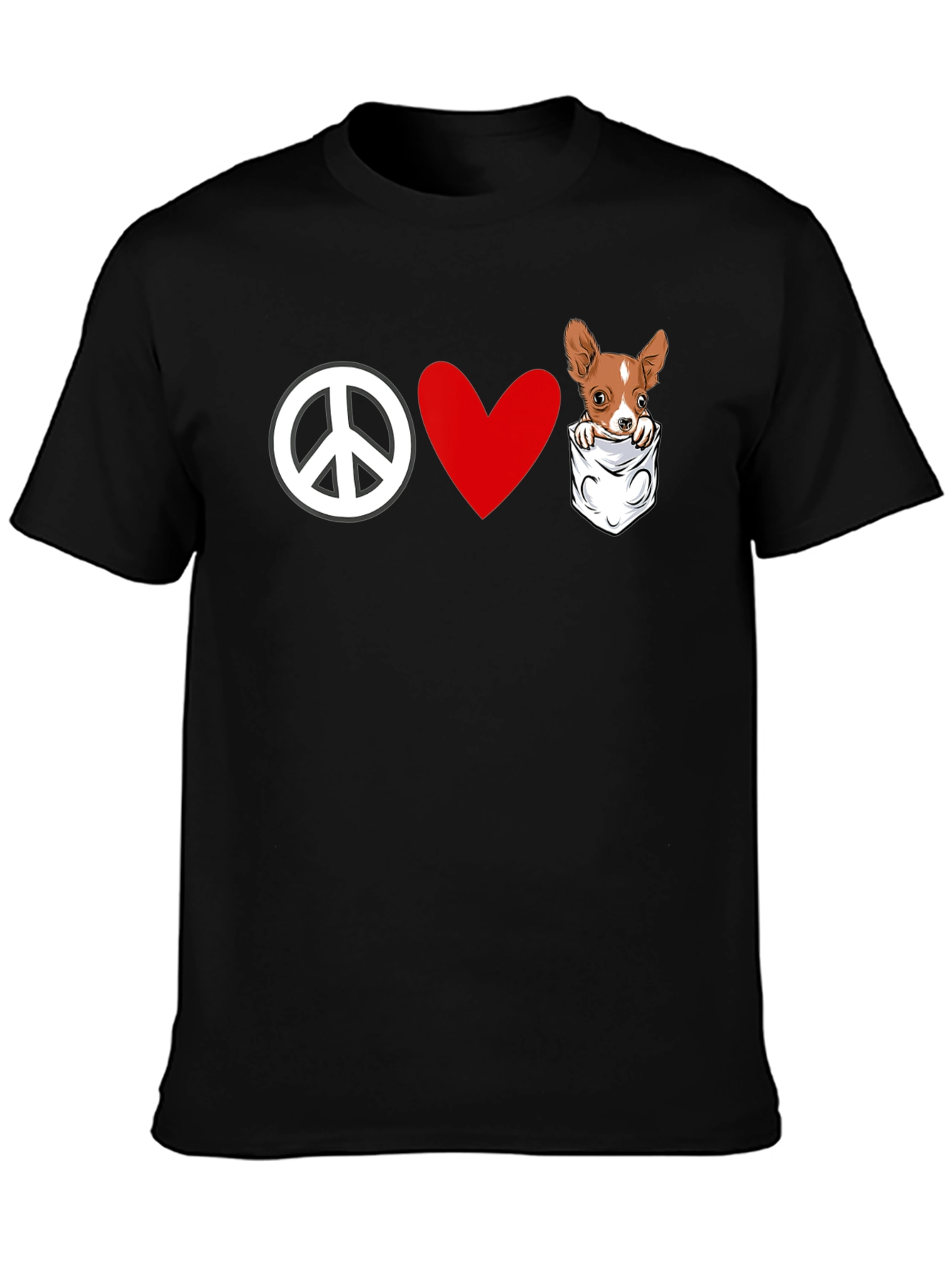 Peace Love Chihuahua Pocket T-Shirt