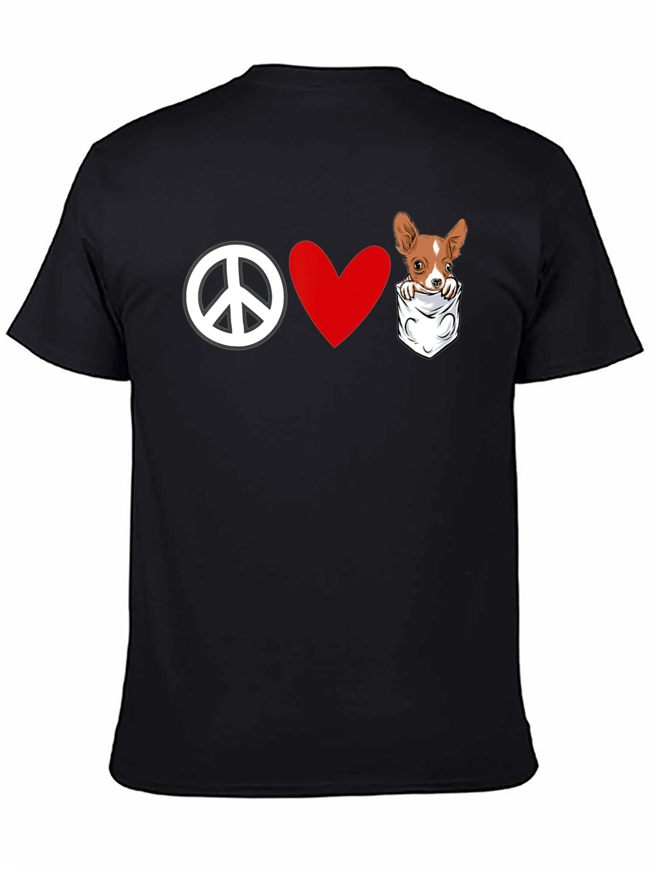 Peace Love Chihuahua Pocket T-Shirt