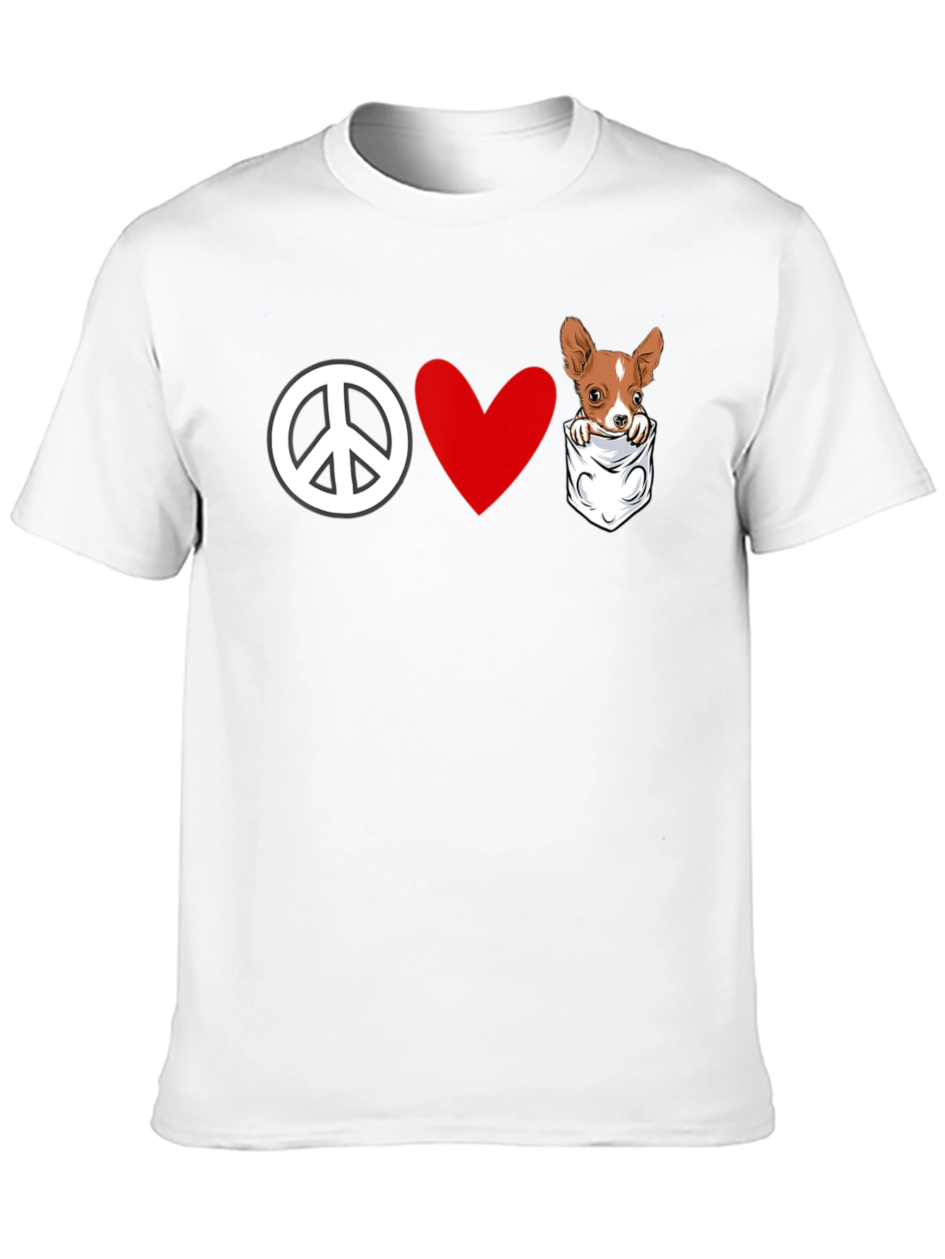 Peace Love Chihuahua Pocket T-Shirt