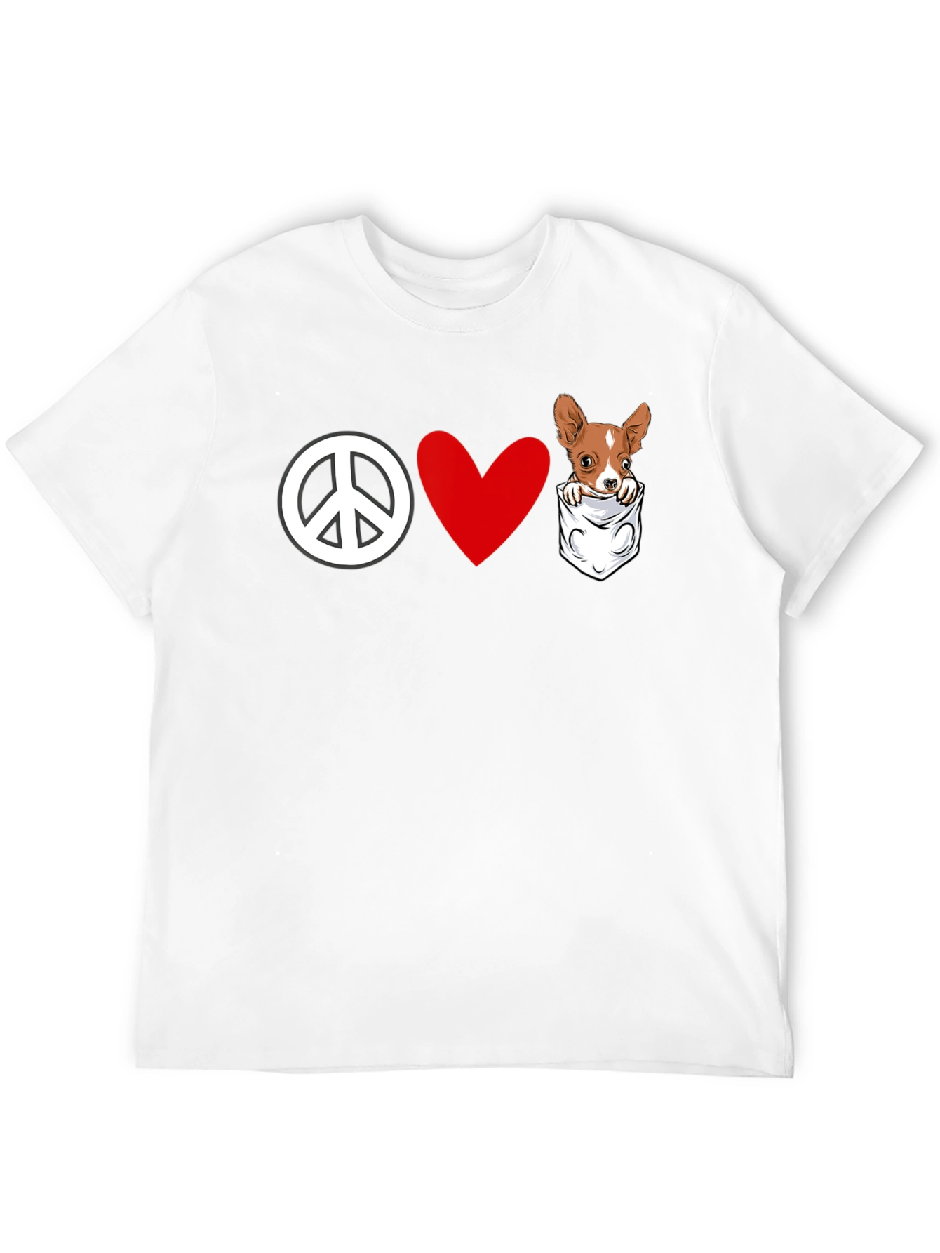 Peace Love Chihuahua Pocket T-Shirt
