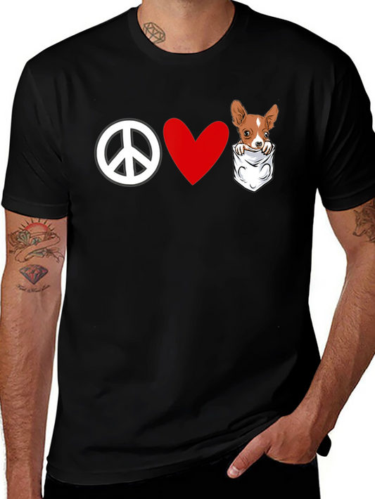 Peace Love Chihuahua Pocket T-Shirt