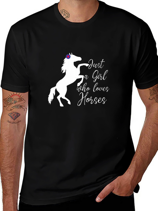 Just a Girl Who Loves Horses T-Shirt - Black