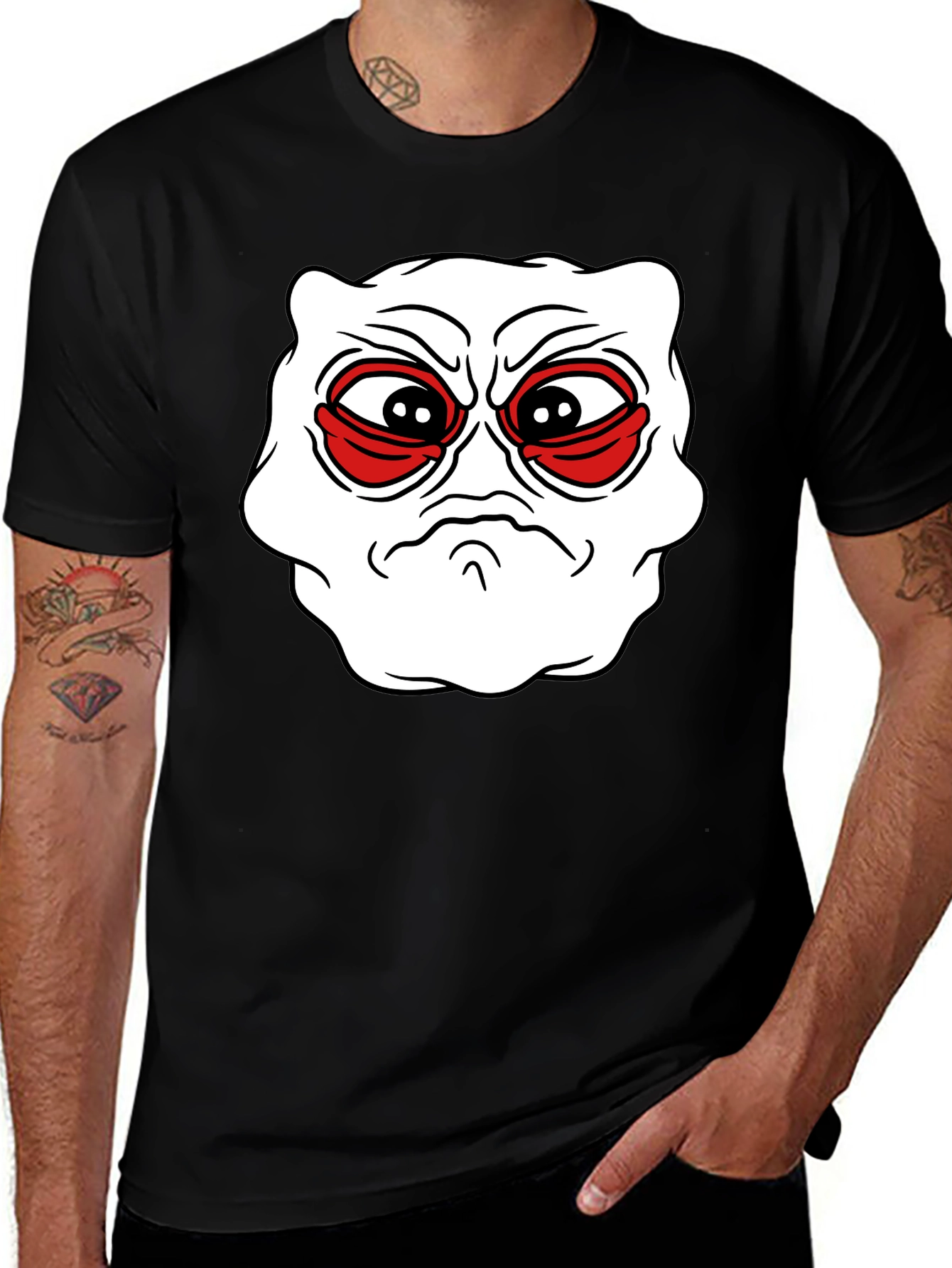 Grumpy Face Graphic Tee - Black